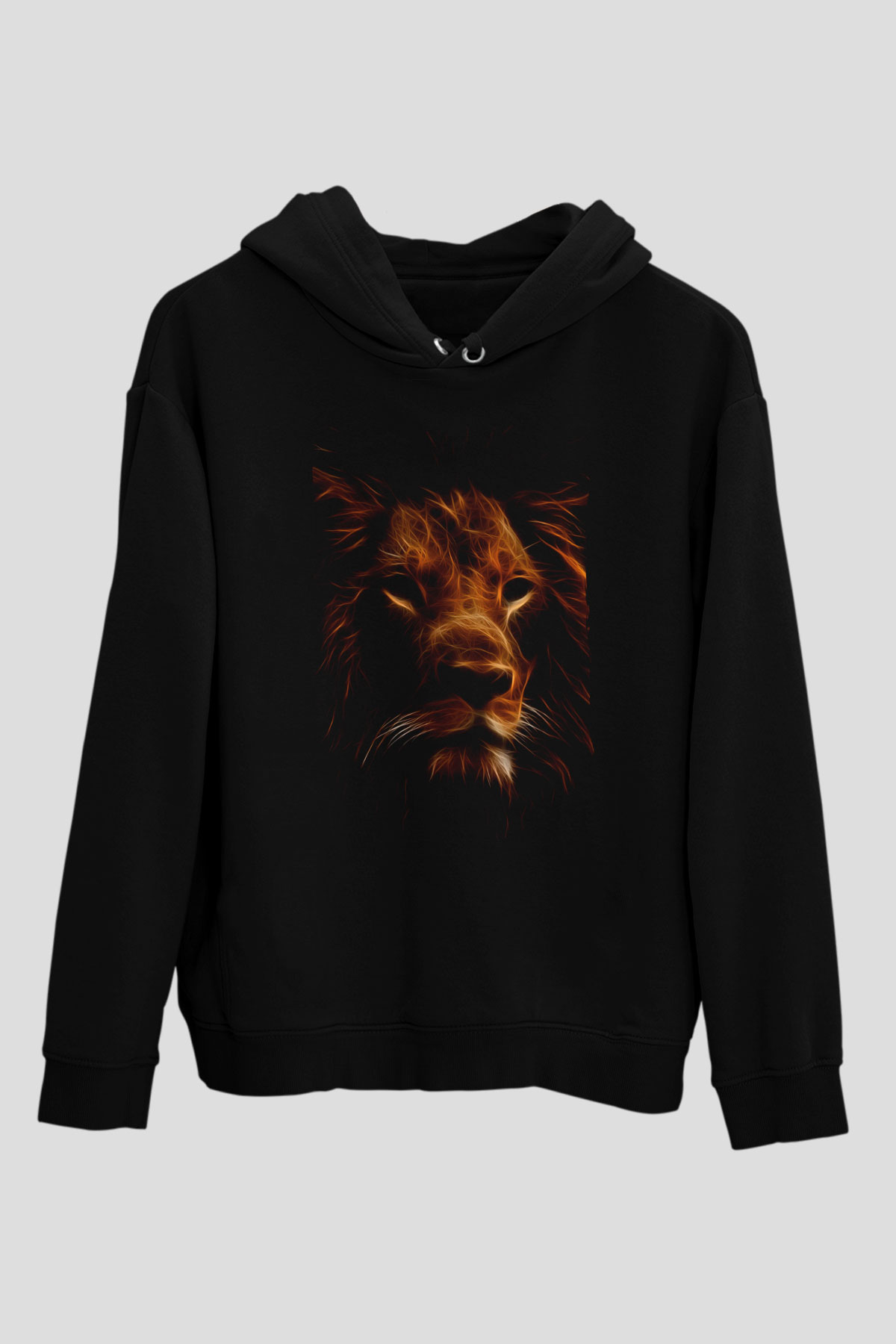 Aslan Siyah Unisex Kapüşonlu Sweatshirt