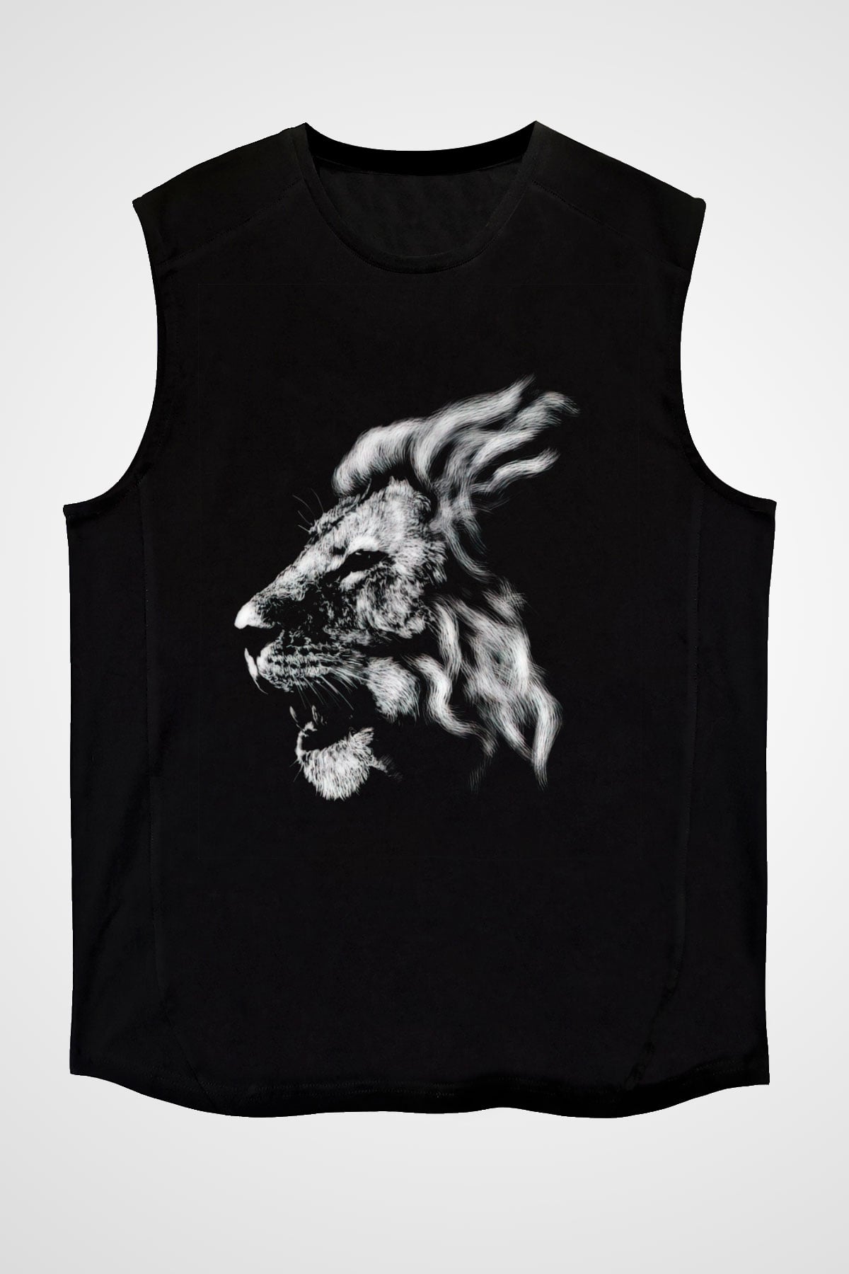 Aslan Siyah Unisex Kolsuz Tişört