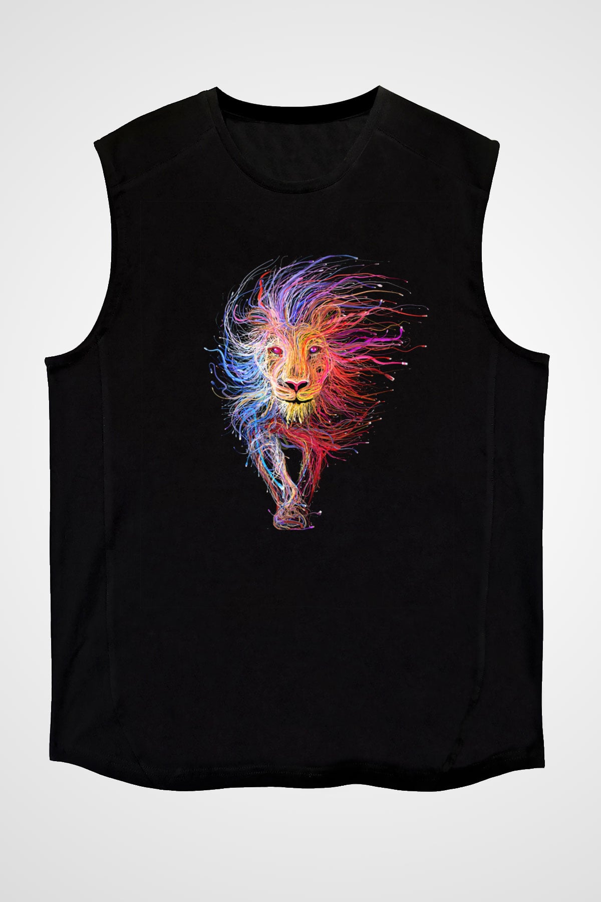 Aslan Siyah Unisex Kolsuz Tişört