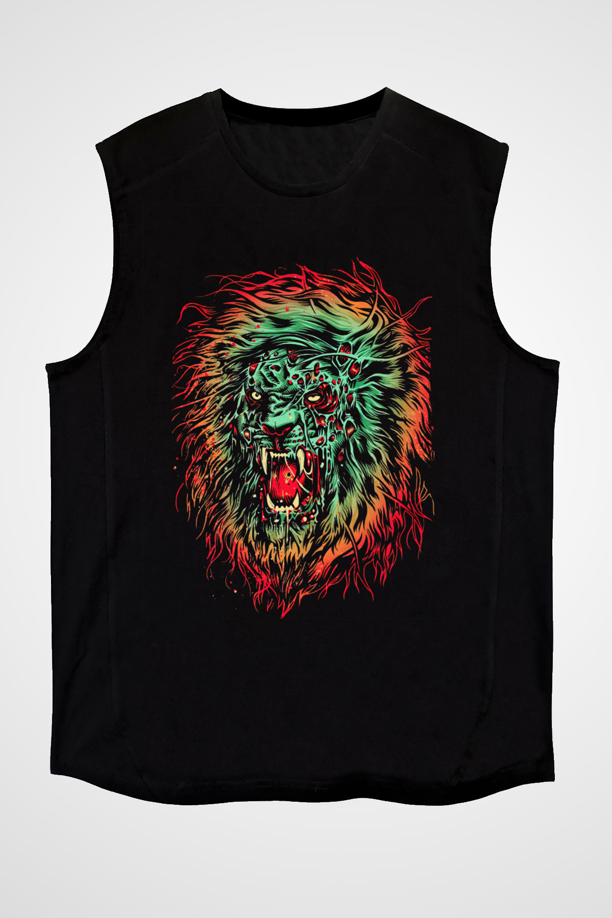 Aslan Siyah Unisex Kolsuz Tişört