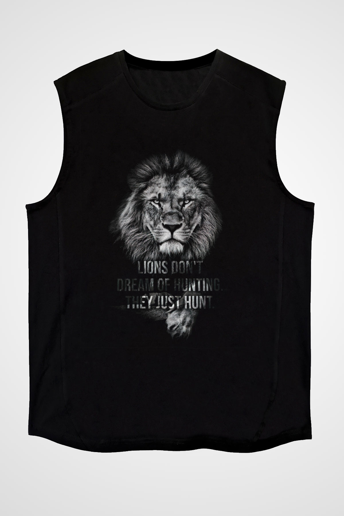 Aslan Siyah Unisex Kolsuz Tişört
