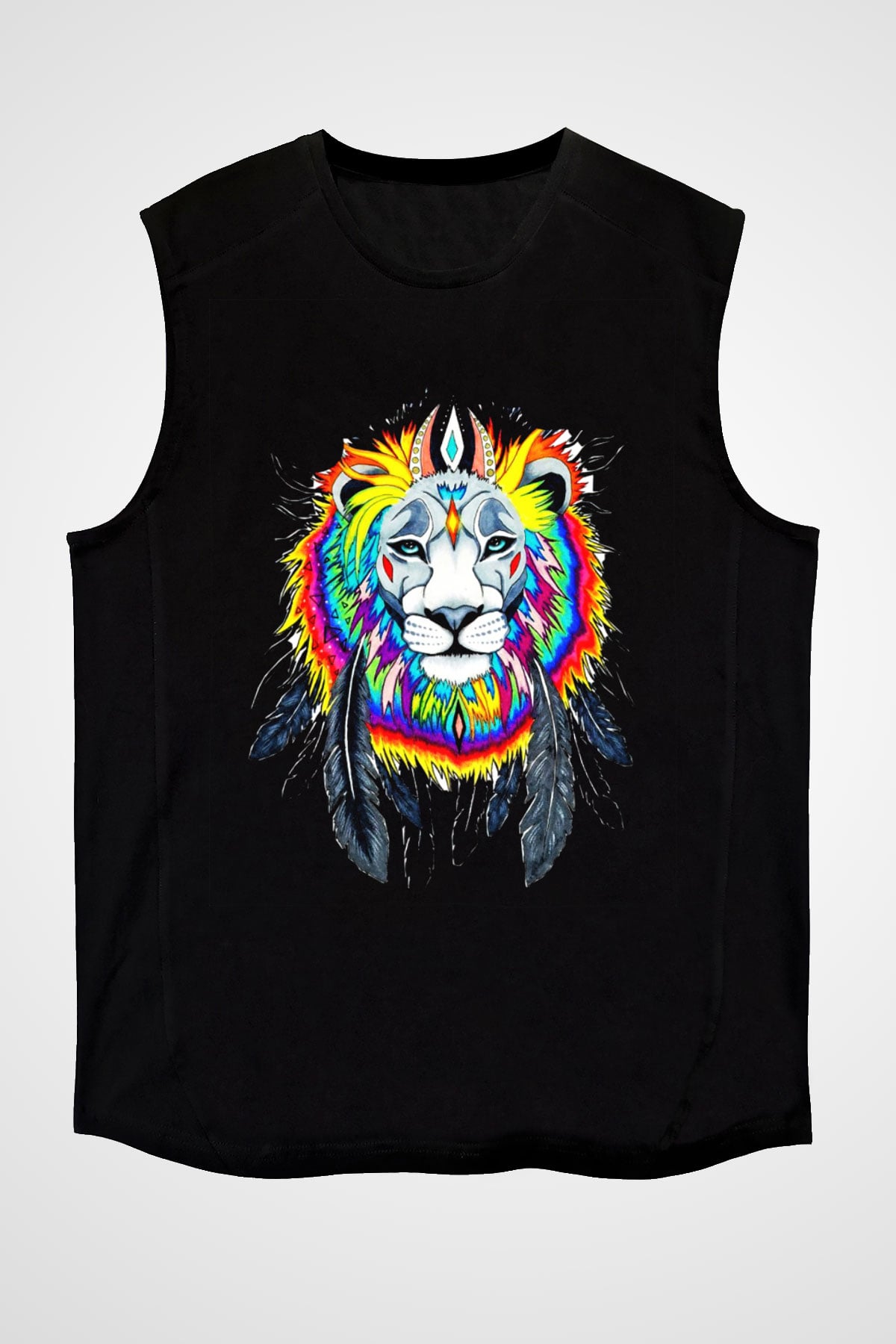 Aslan Siyah Unisex Kolsuz Tişört