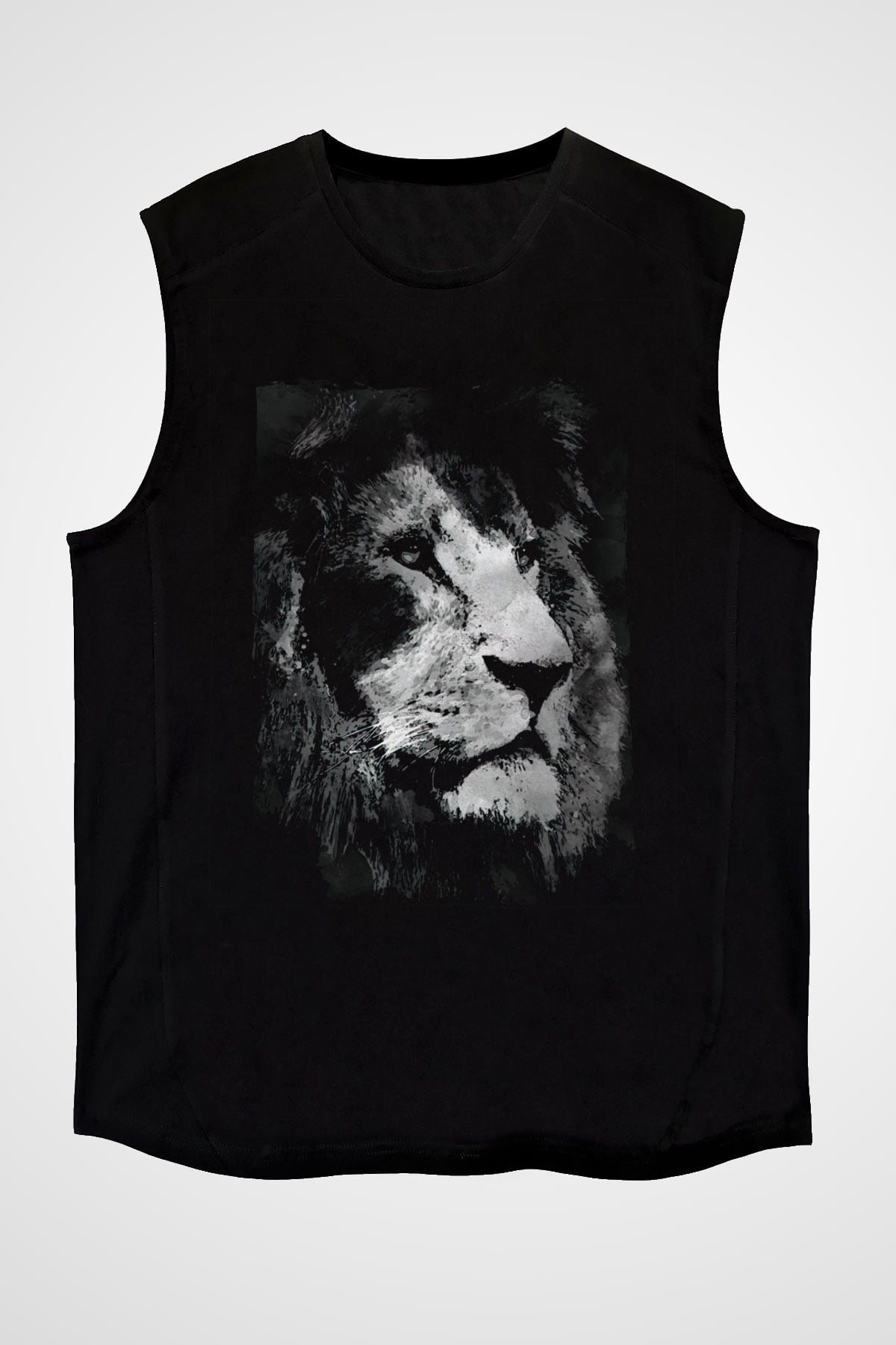 Aslan Siyah Unisex Kolsuz Tişört