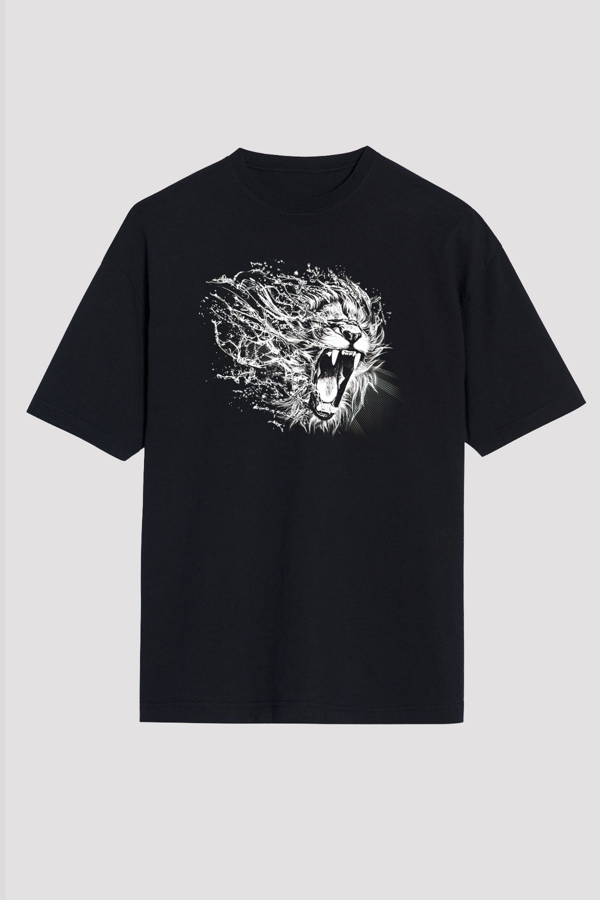 Aslan Siyah Unisex Oversize Tişört T-Shirt
