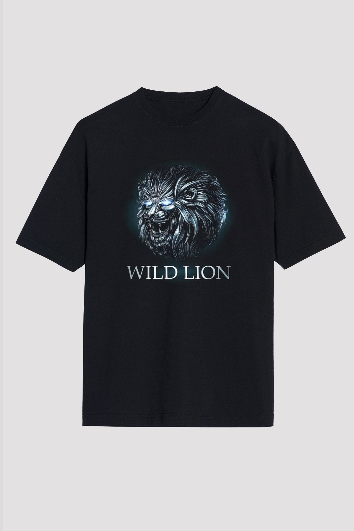 Aslan Siyah Unisex Oversize Tişört T-Shirt