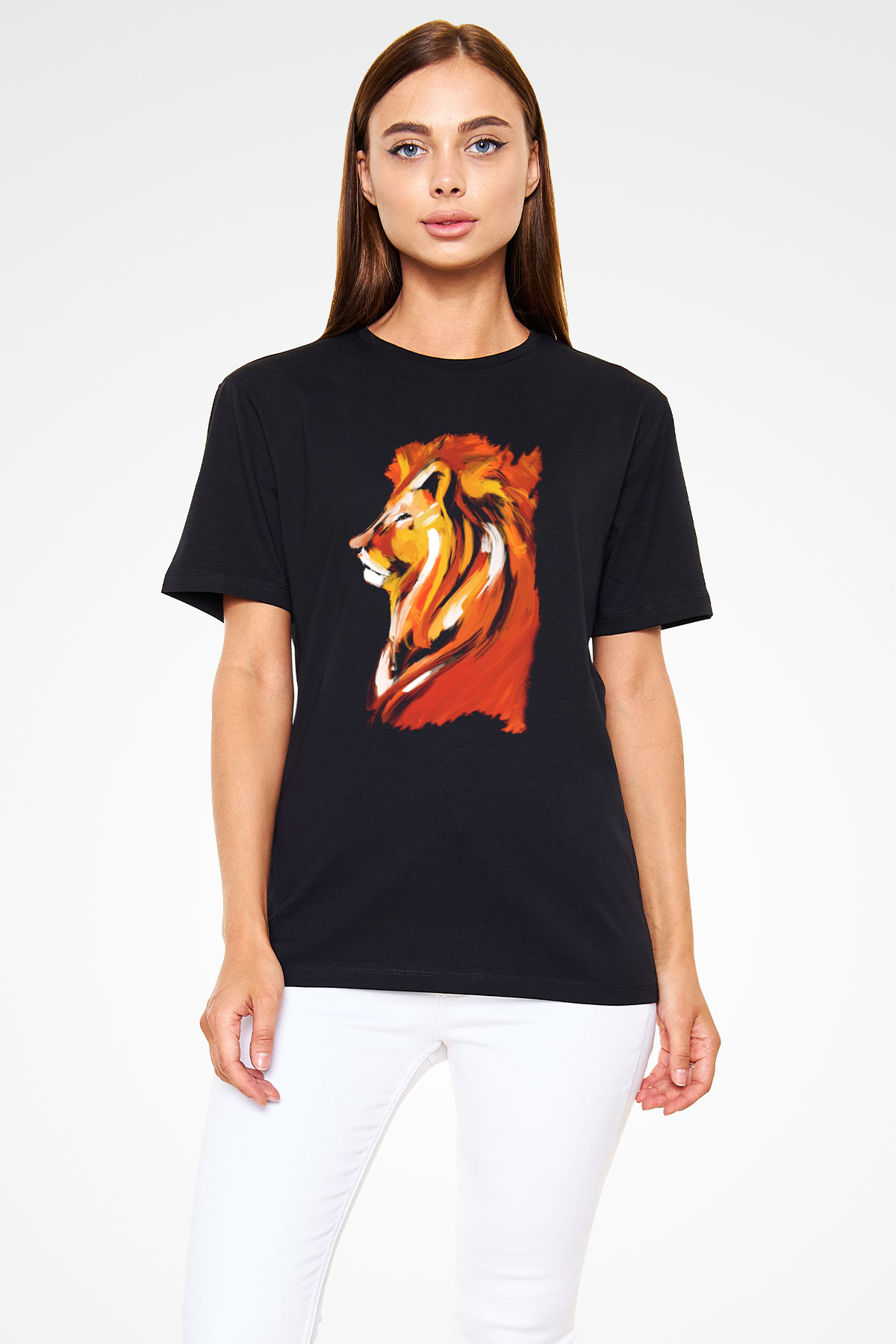Aslan Siyah Unisex Tişört T-Shirt - TişörtFabrikası