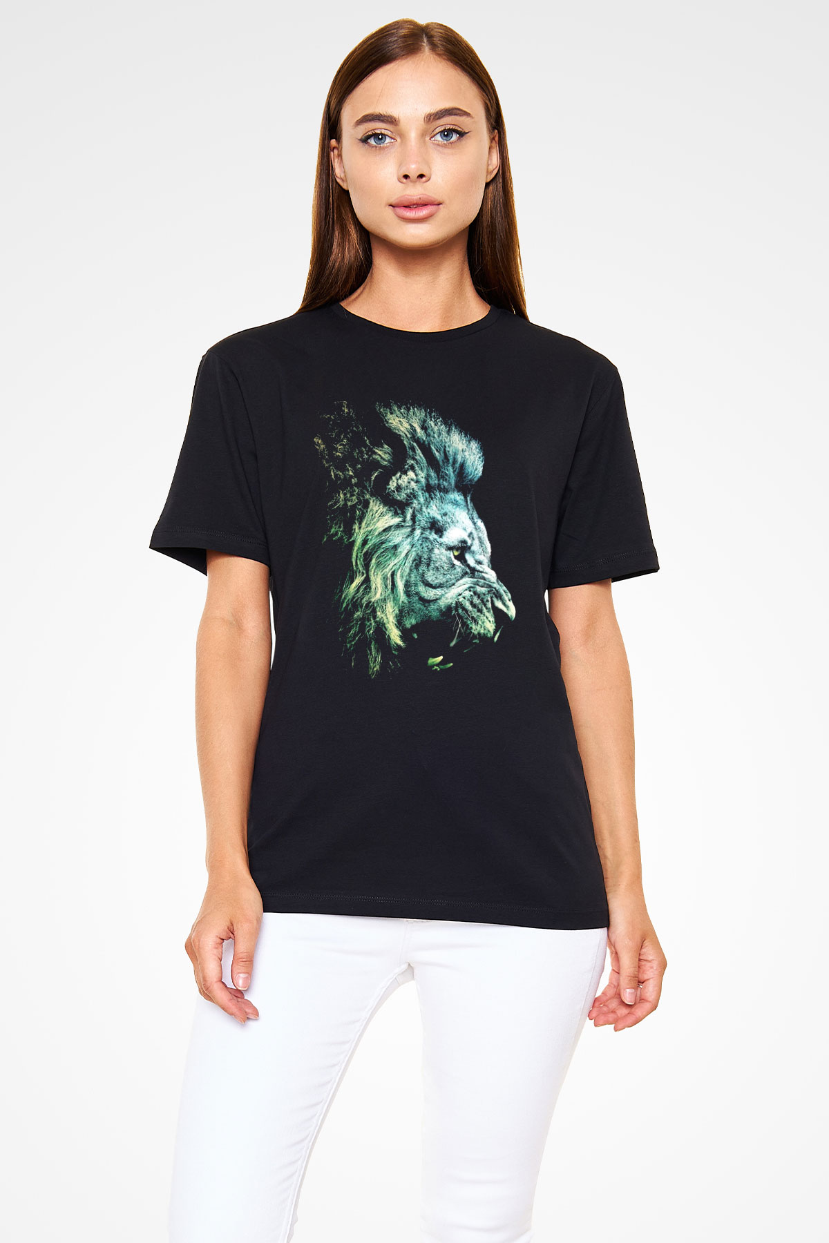 Aslan Siyah Unisex Tişört T-Shirt - TişörtFabrikası