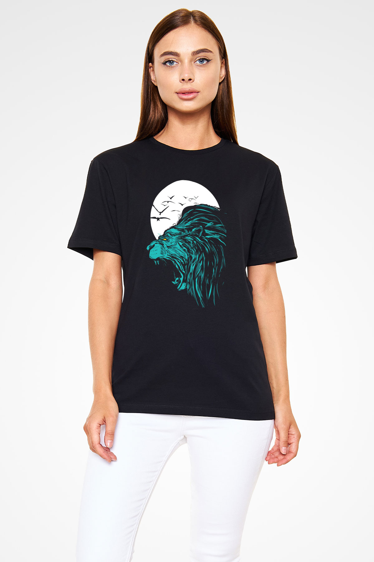 Aslan Siyah Unisex Tişört T-Shirt - TişörtFabrikası