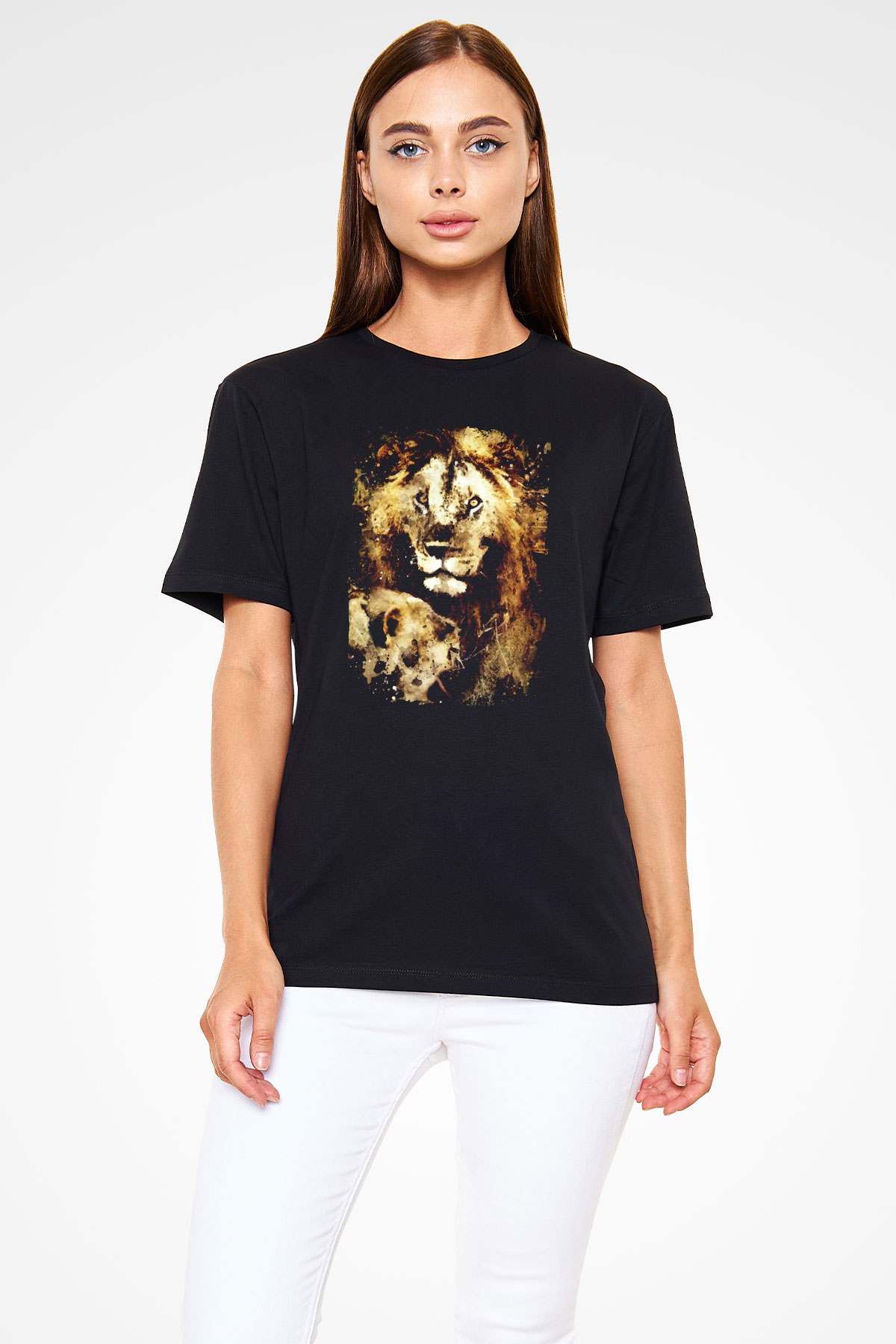Aslan Siyah Unisex Tişört T-Shirt - TişörtFabrikası