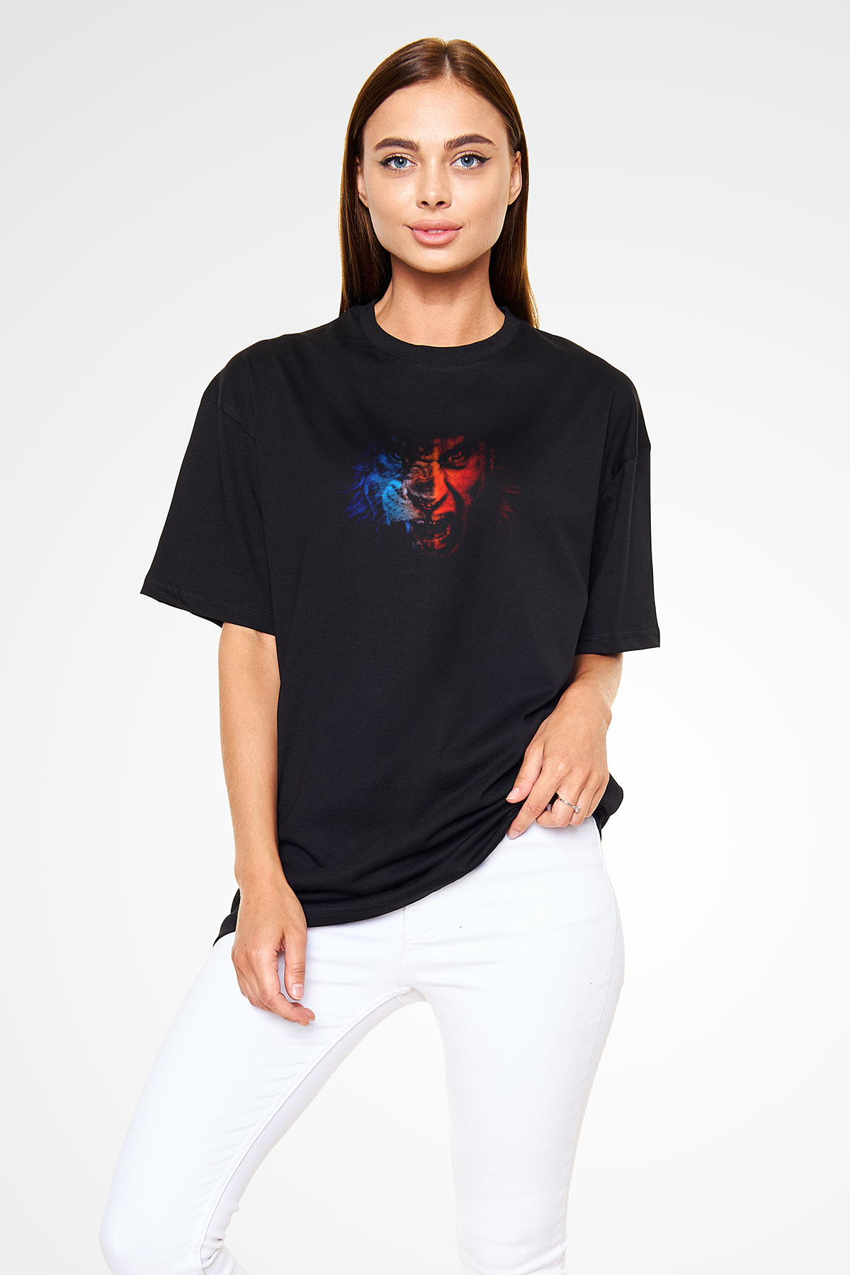 Aslan Siyah Oversize Tişört Oversize T-shirt - TişörtFabrikası