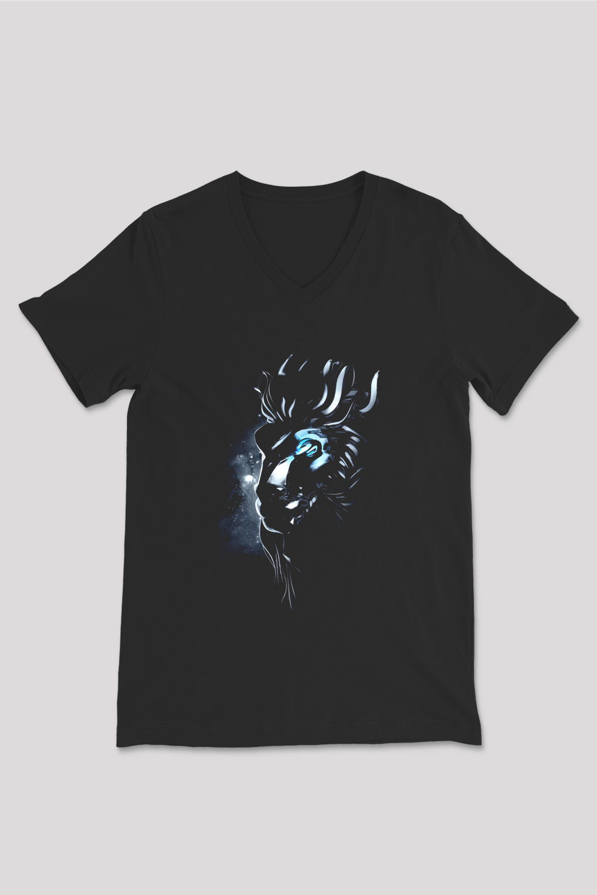 Aslan Siyah Unisex V Yaka Tişört