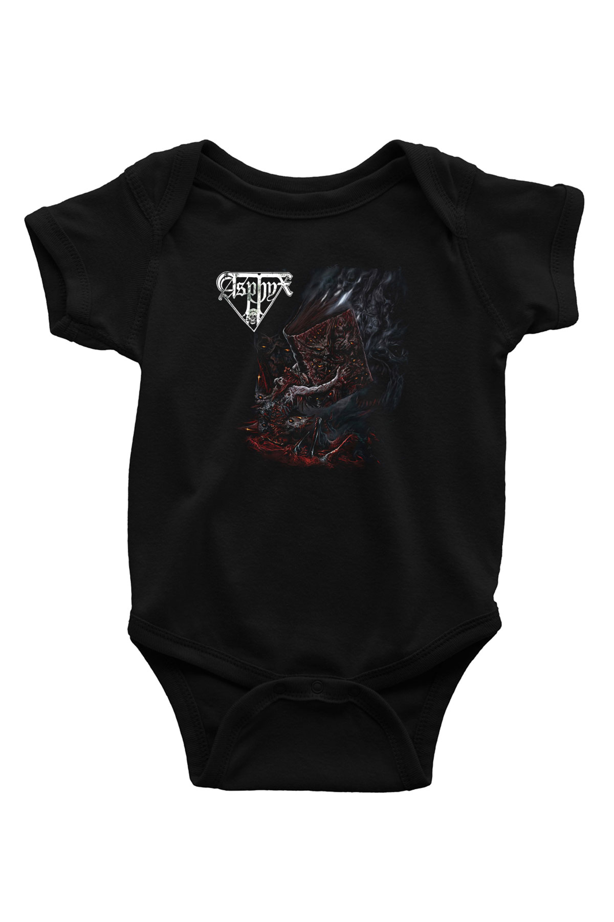 Asphyx Baskılı Unisex Siyah Bebek Body - Zıbın