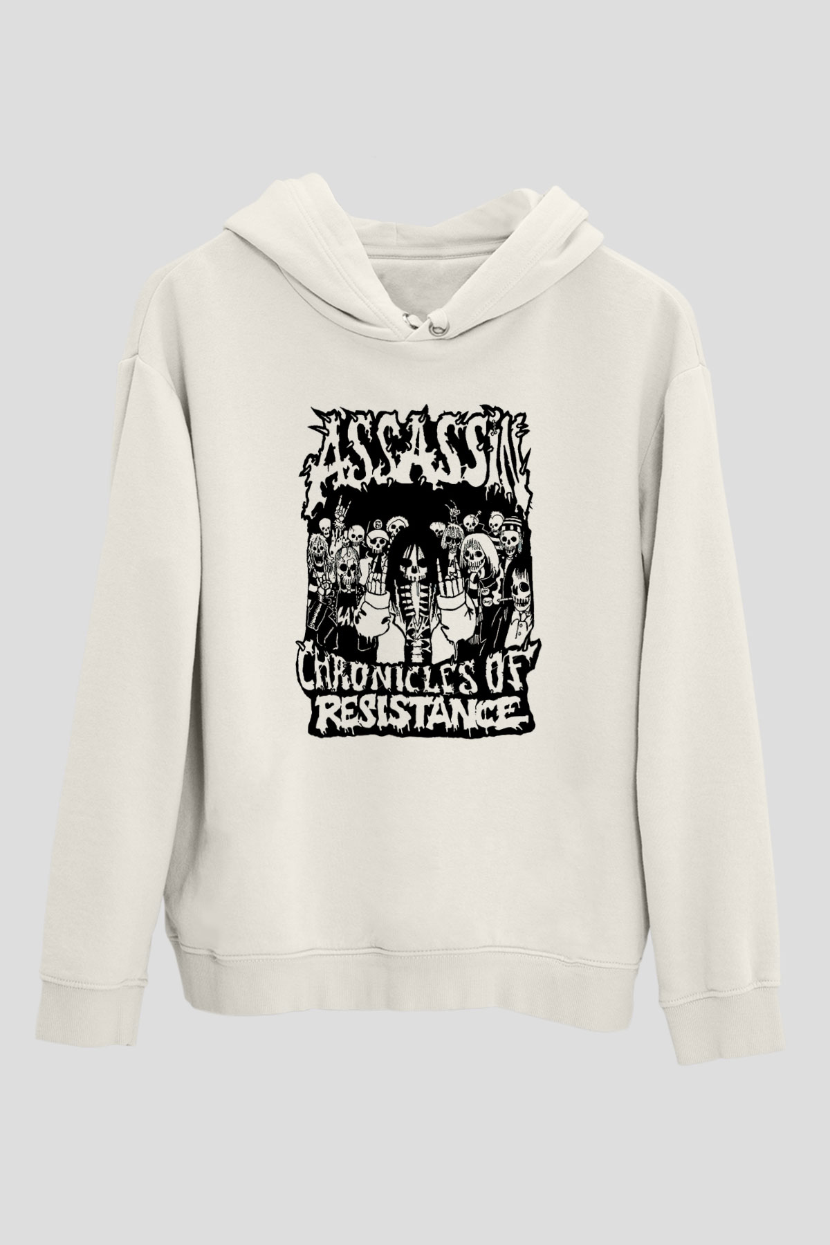 Assassin Baskılı Unisex Beyaz Hoodie