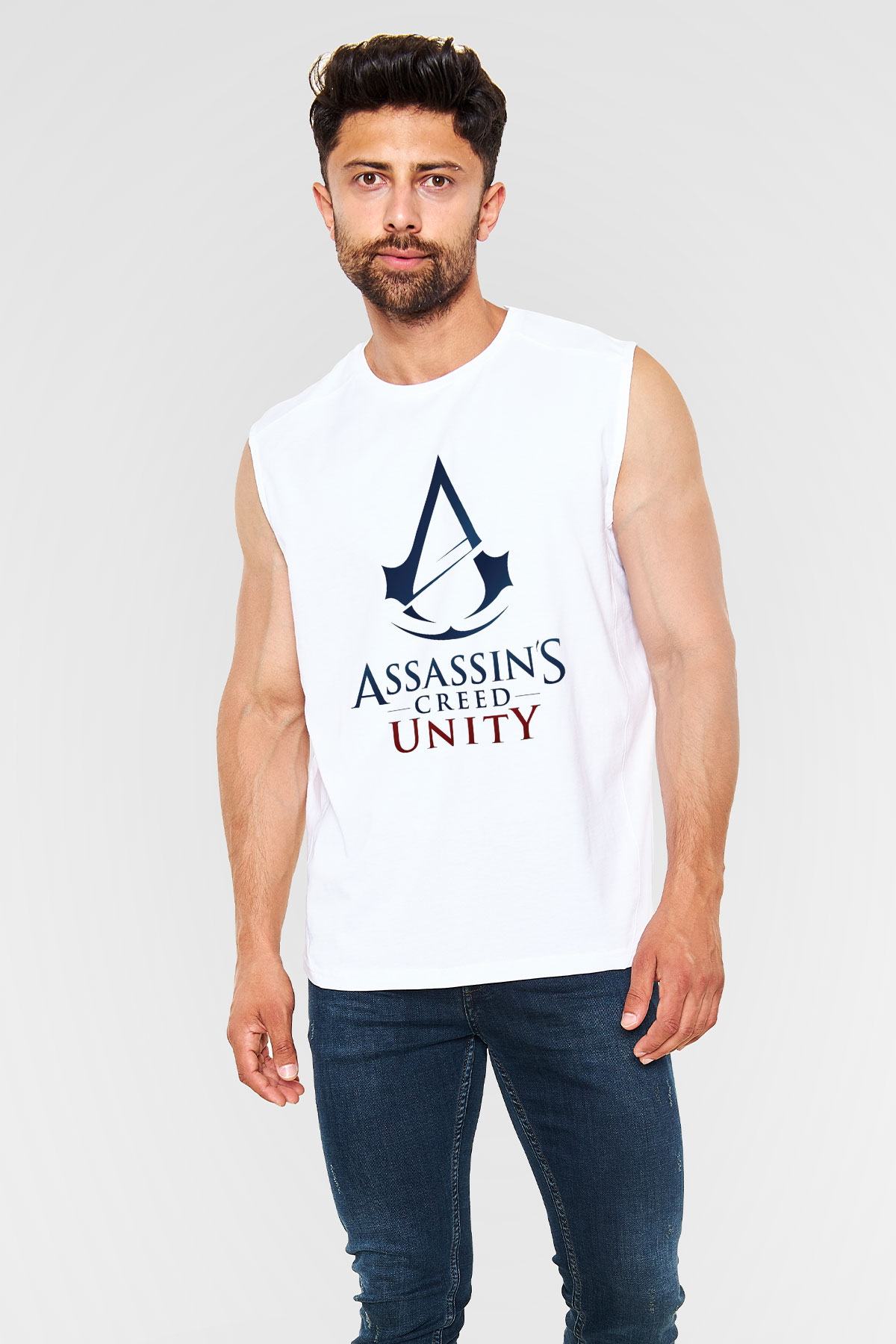 Assassins Creed Beyaz Unisex Kolsuz Tişört
