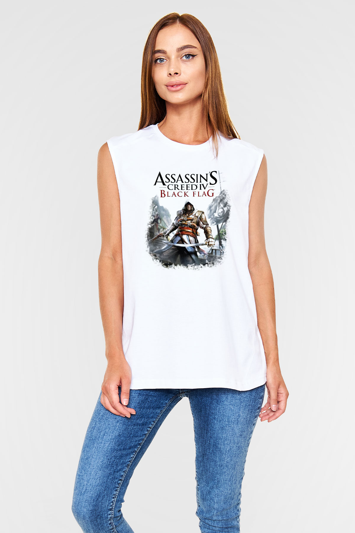 Assassins Creed Beyaz Unisex Kolsuz Tişört
