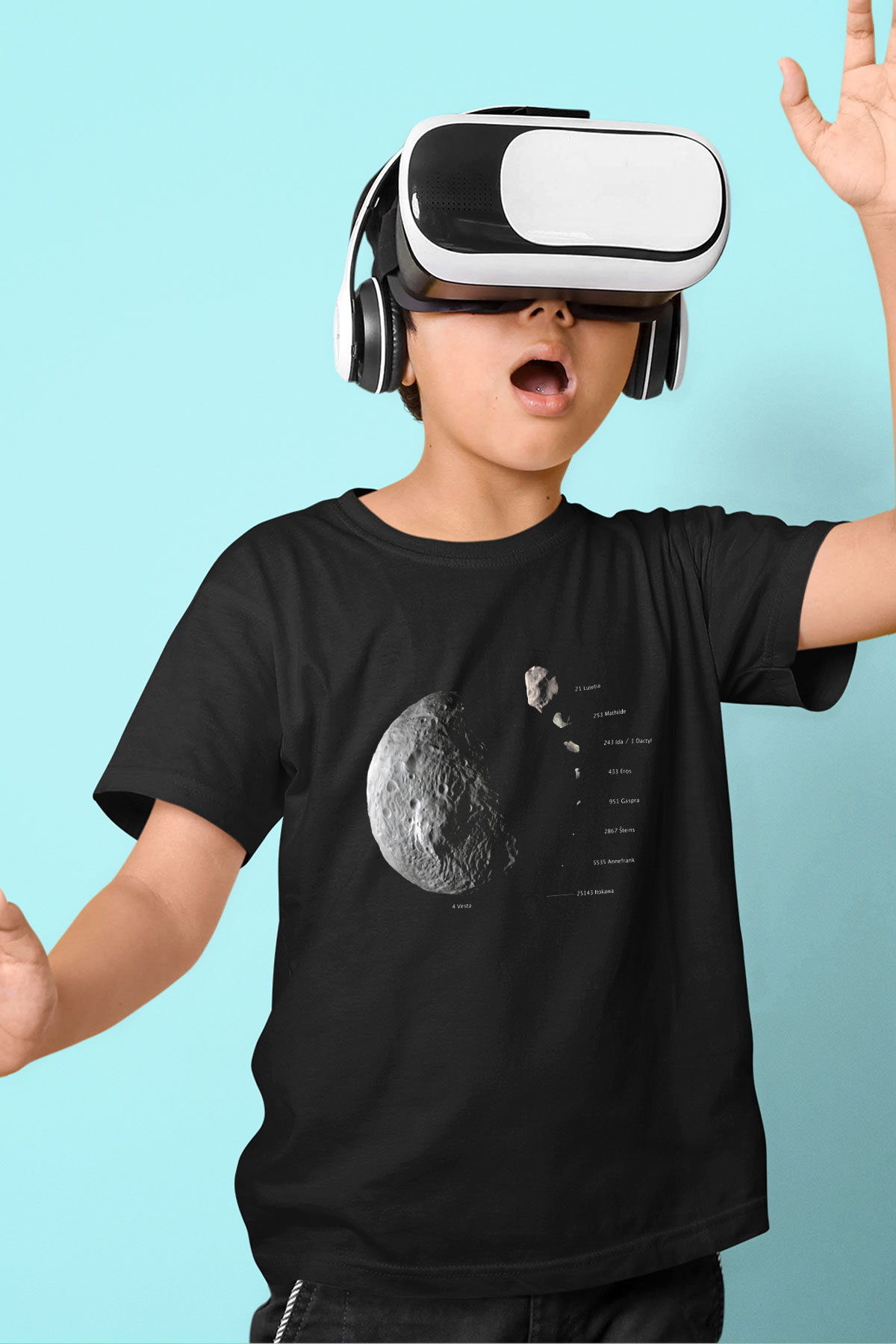 Asteroit Siyah Unisex Çocuk Tişört