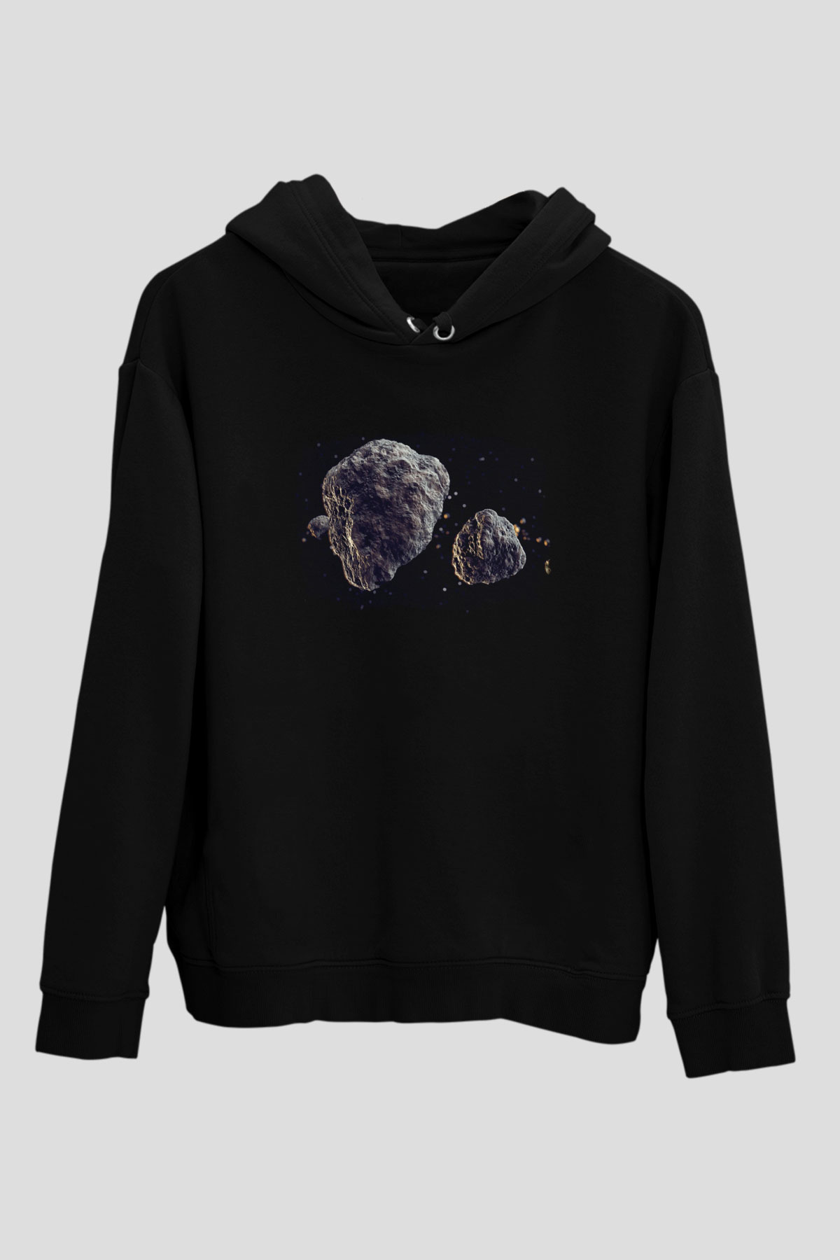 Asteroit Siyah Unisex Hoodie