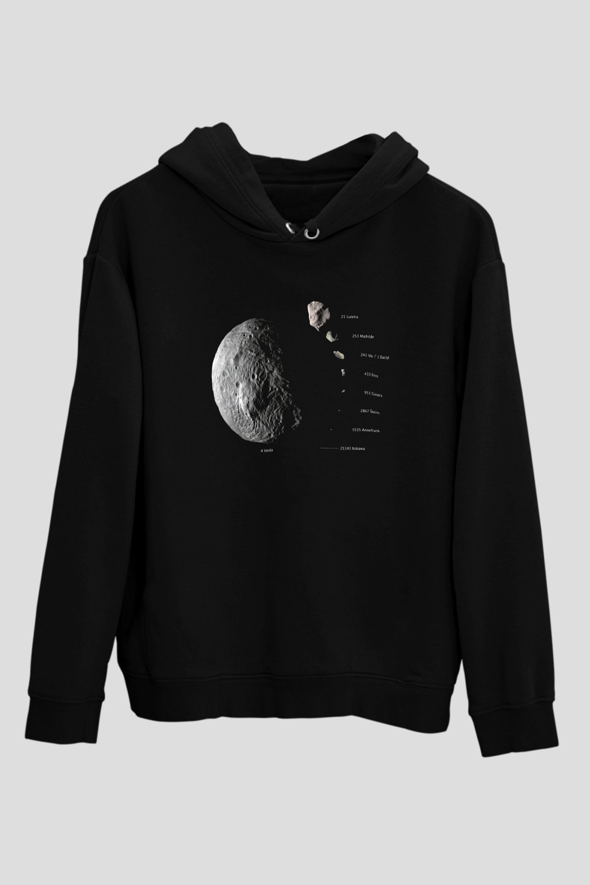 Asteroit Siyah Unisex Hoodie