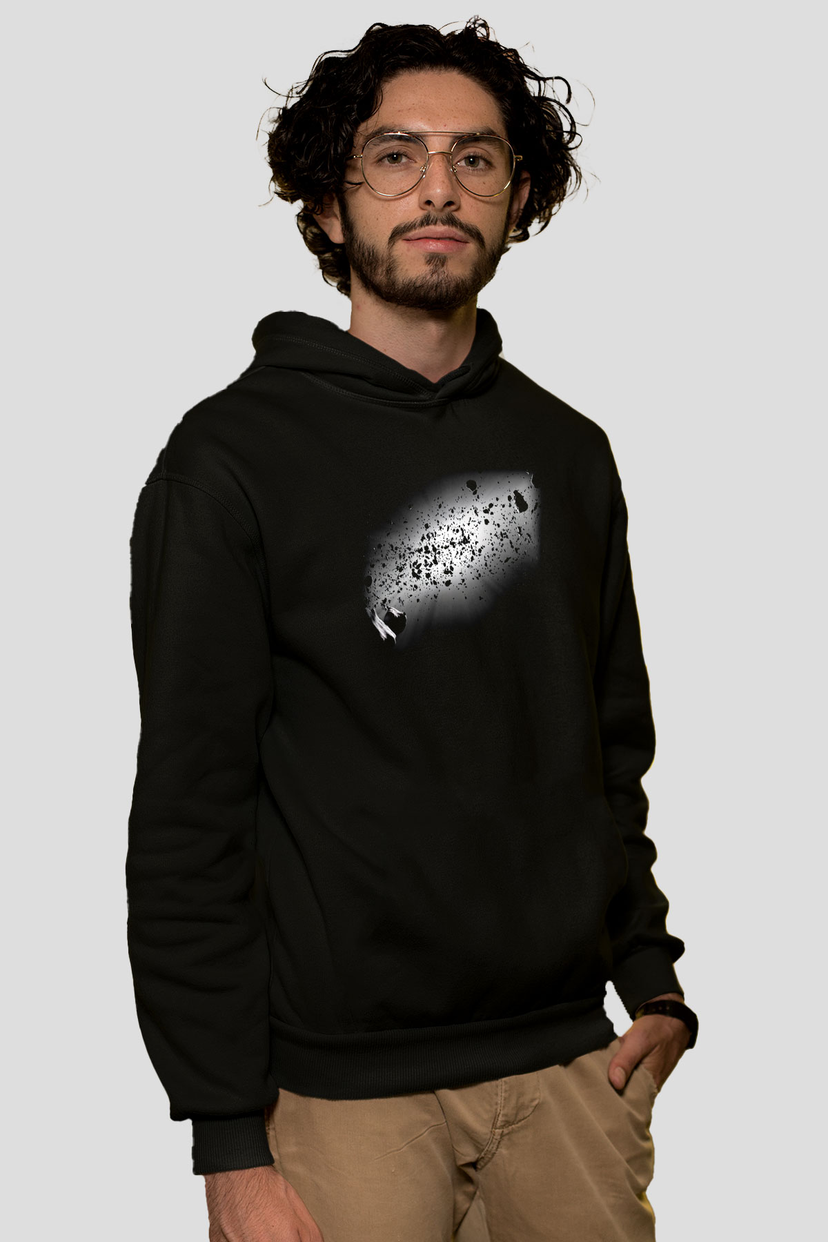 Asteroit Siyah Unisex Kapüşonlu Sweatshirt