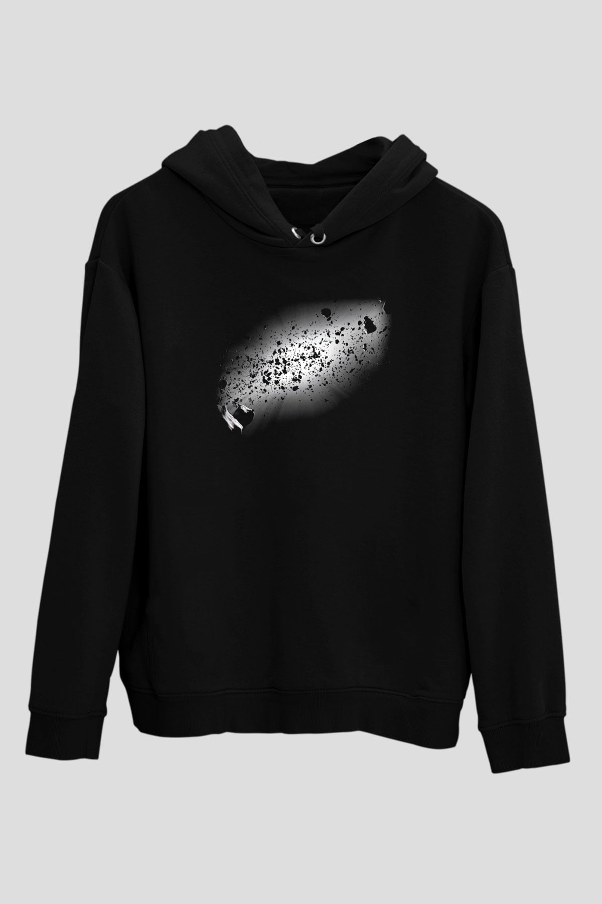 Asteroit Siyah Unisex Kapüşonlu Sweatshirt