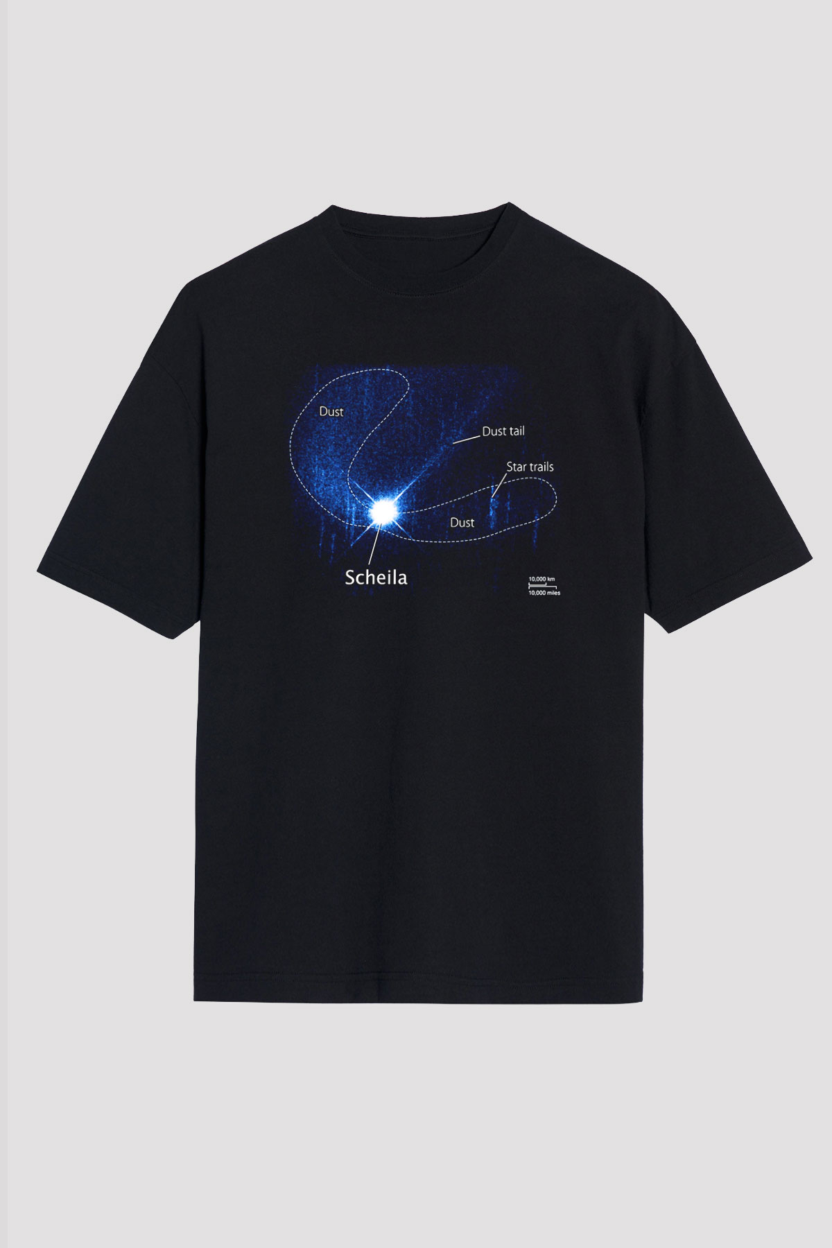 Asteroit Siyah Unisex Oversize Tişört T-Shirt
