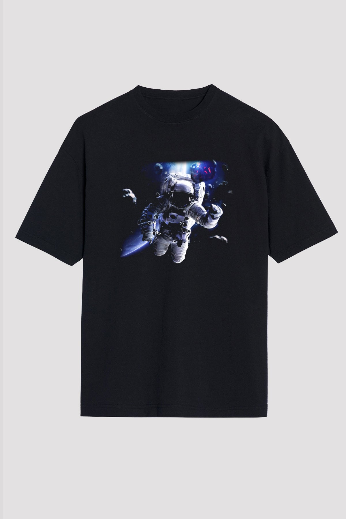Asteroit Siyah Unisex Oversize Tişört T-Shirt