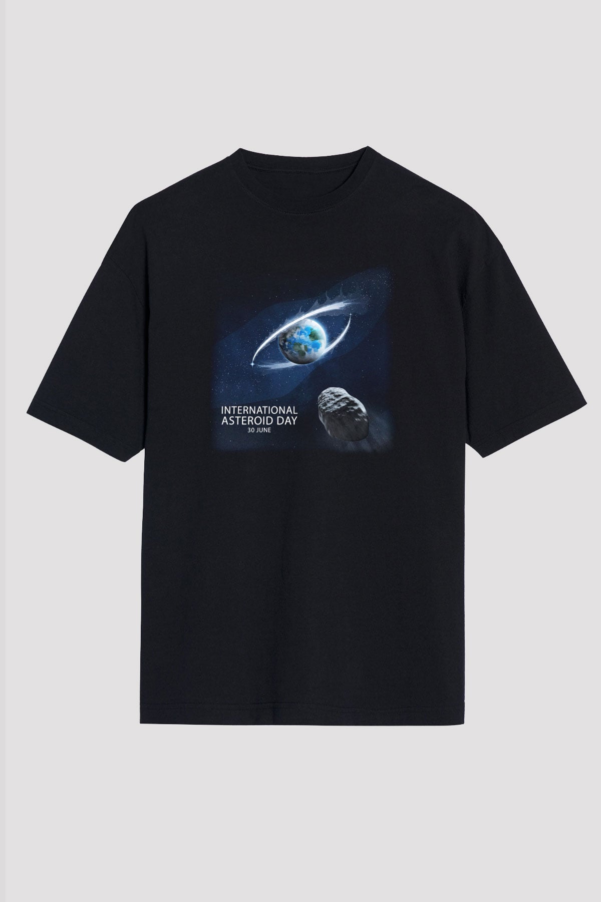 Asteroit Siyah Unisex Oversize Tişört T-Shirt