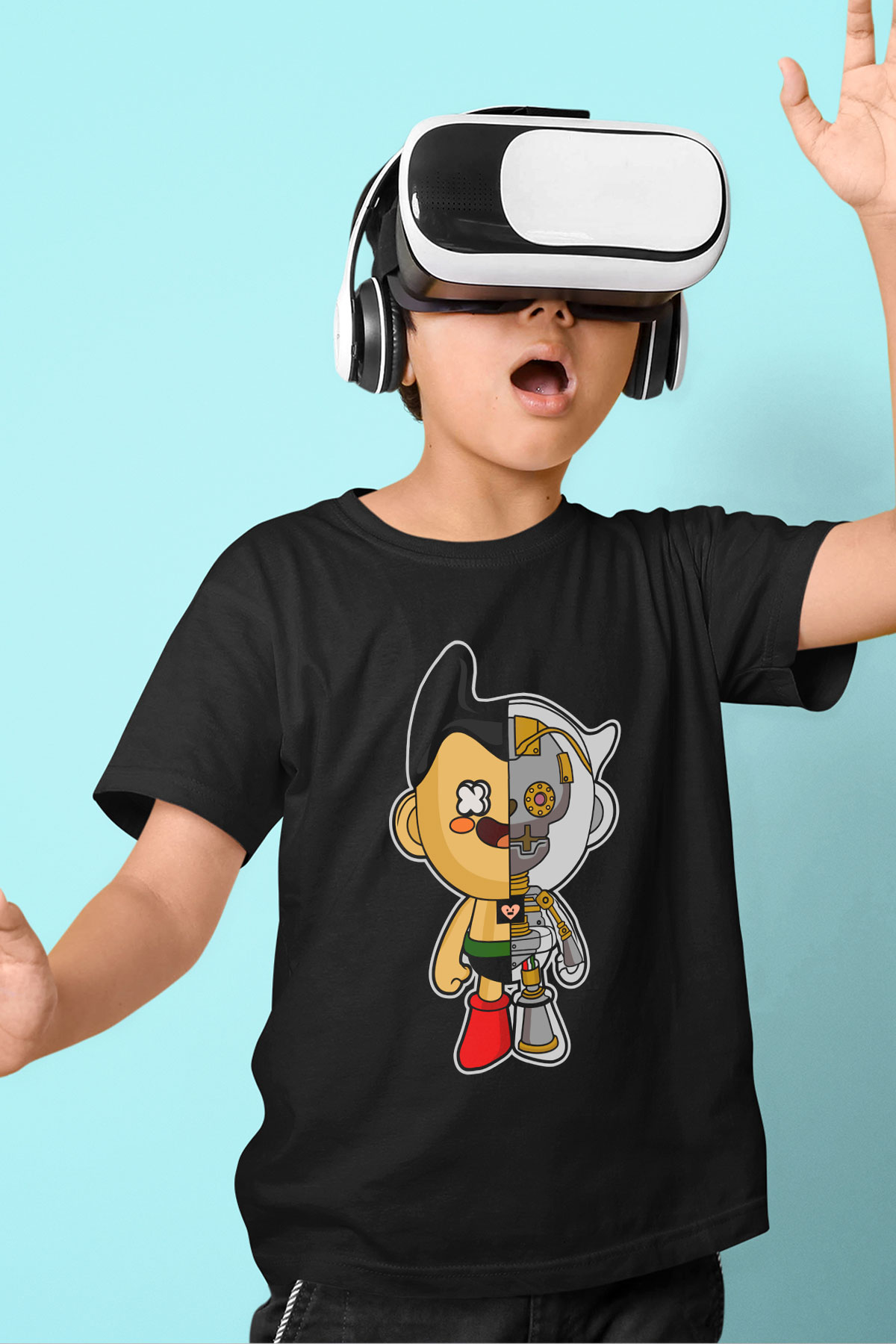 Astroboy Baskılı Unisex Siyah Çocuk Tişört