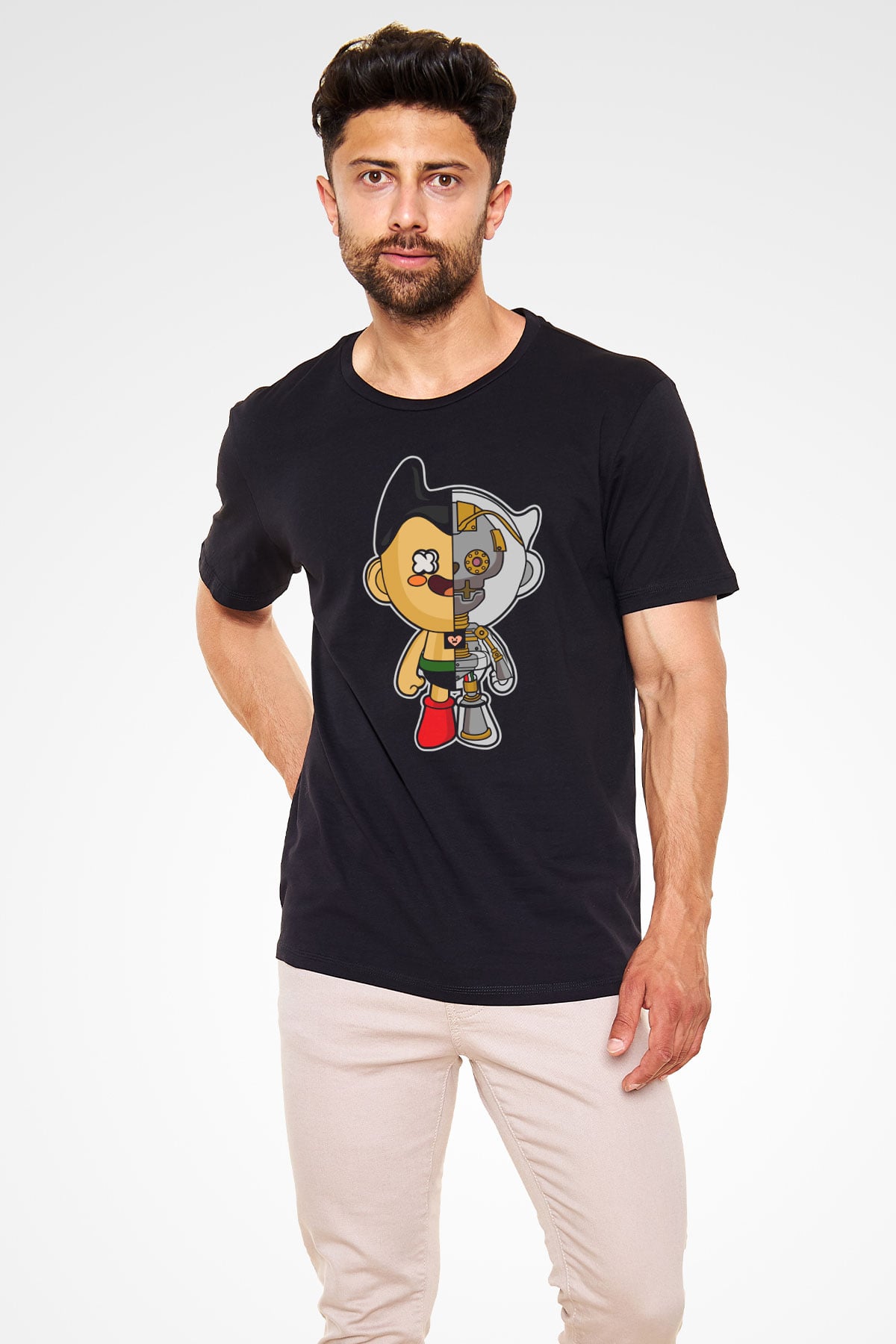 Astroboy Baskılı Unisex Siyah Tişört