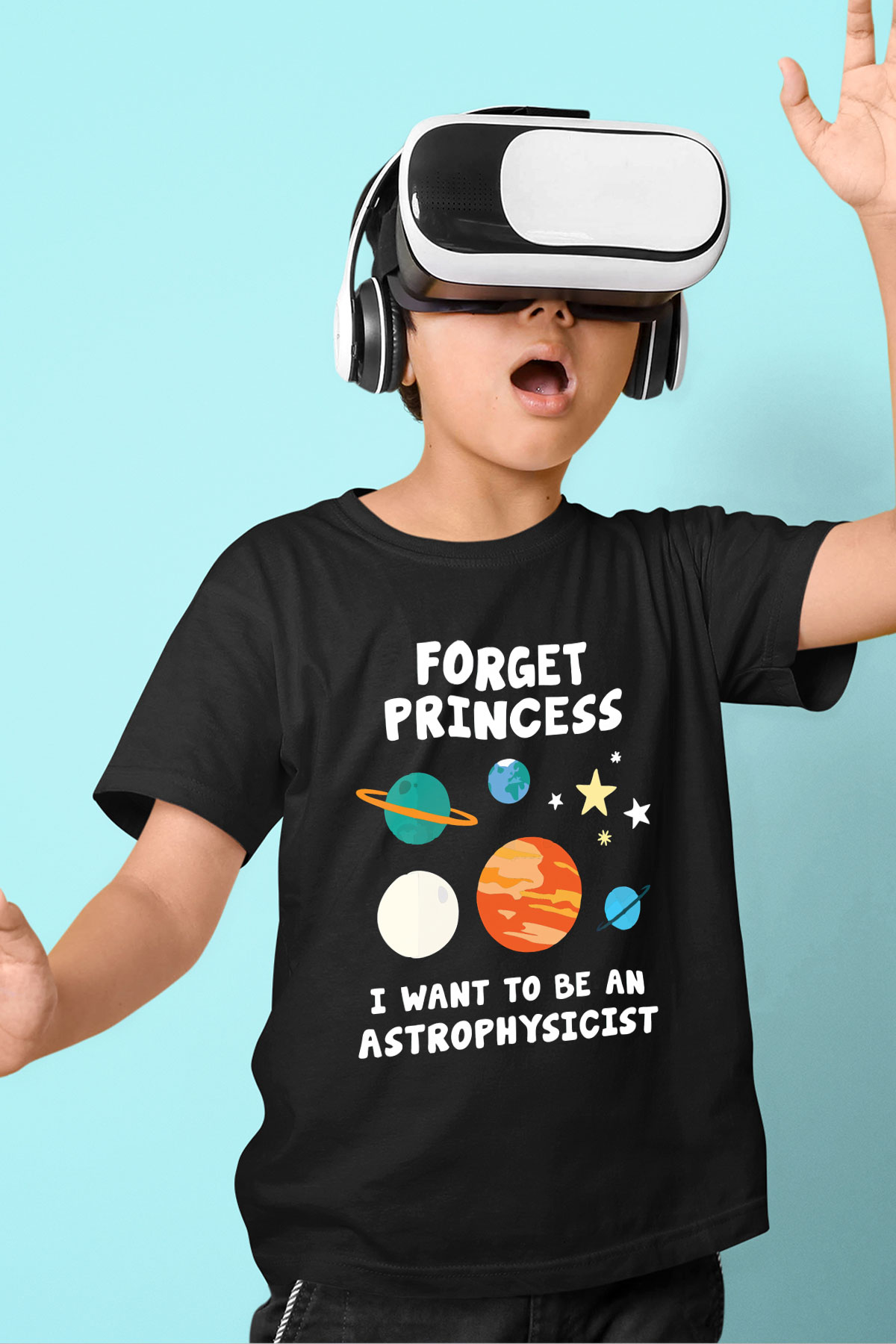 Astrofizikçi Baskılı Siyah Unisex Çocuk Tişört