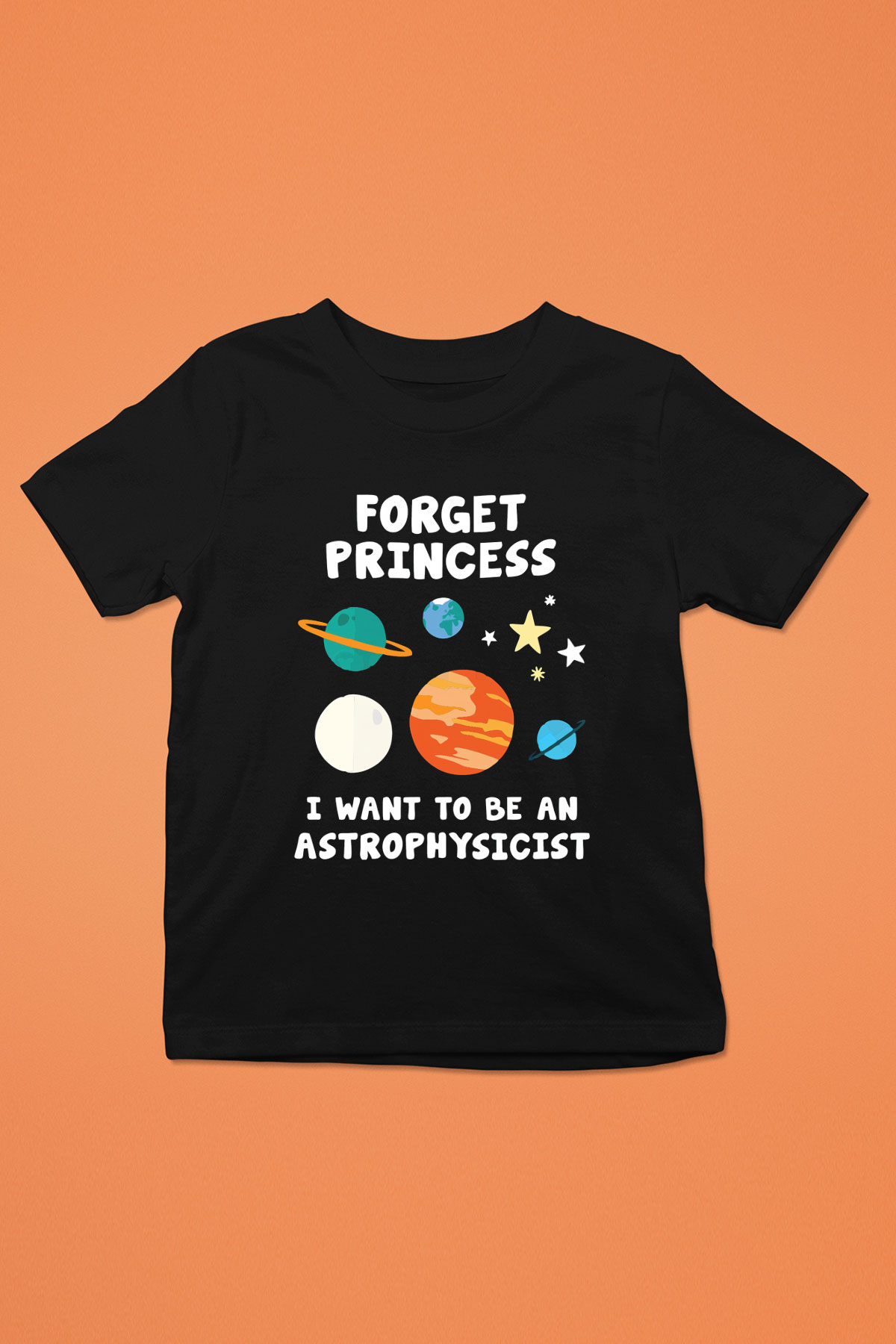 Astrofizikçi Baskılı Siyah Unisex Çocuk Tişört