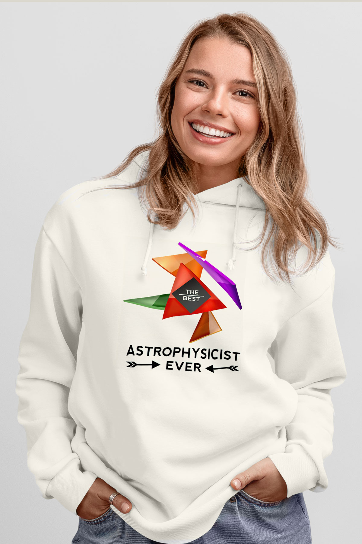 Astrofizikçi Beyaz Unisex Kapüşonlu Sweatshirt
