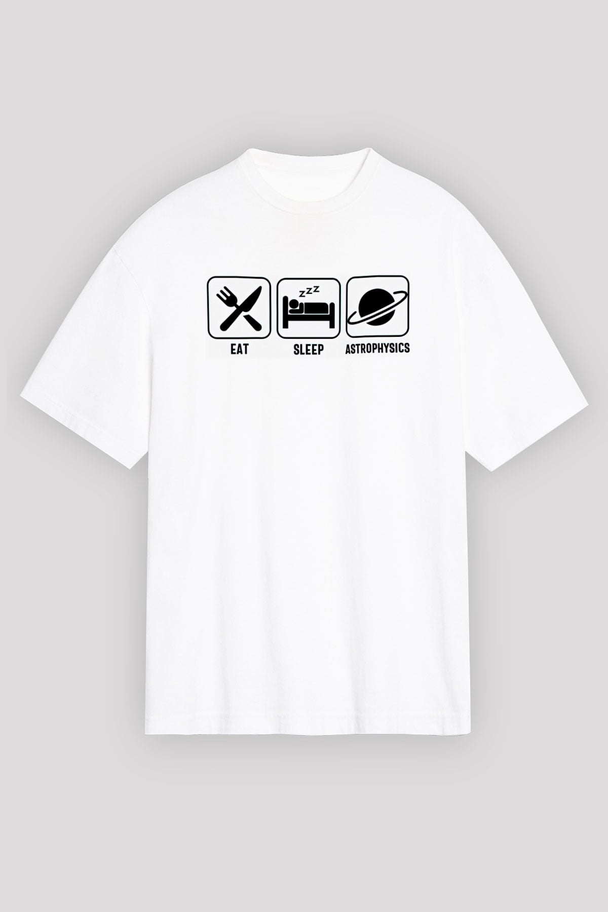 Astrofizikçi Beyaz Oversize Tişört Oversize T-shirt - TişörtFabrikası