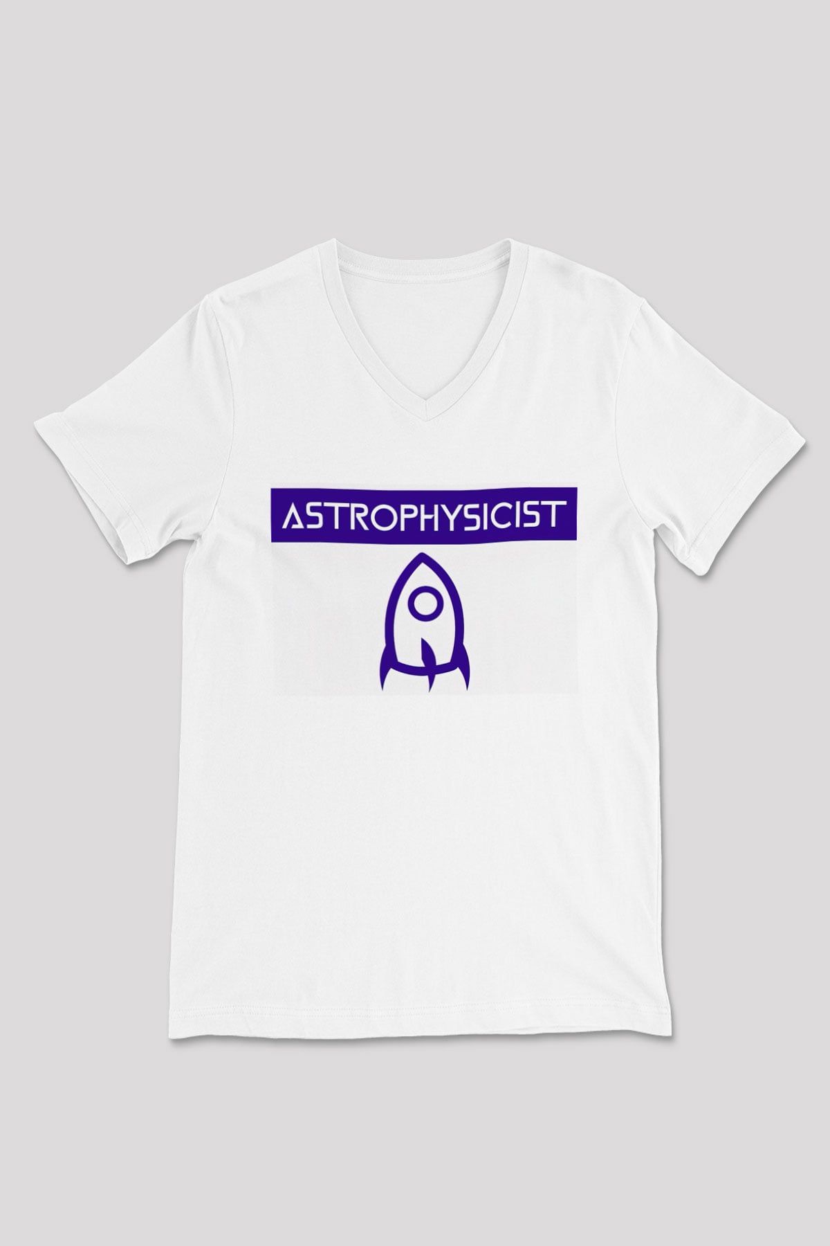 Astrofizikçi Beyaz Unisex V Yaka Tişört