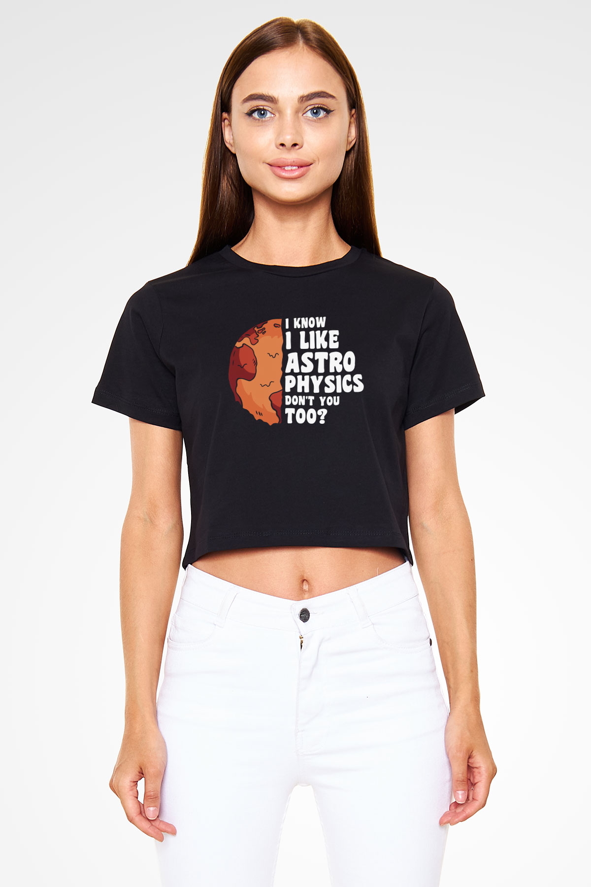 Astrofizikçi Siyah  Crop Top Tişört