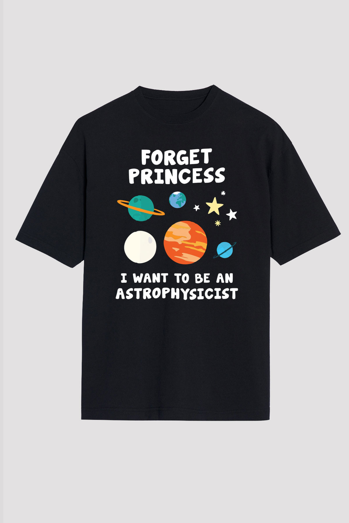 Astrofizikçi Siyah Unisex Oversize Tişört T-Shirt
