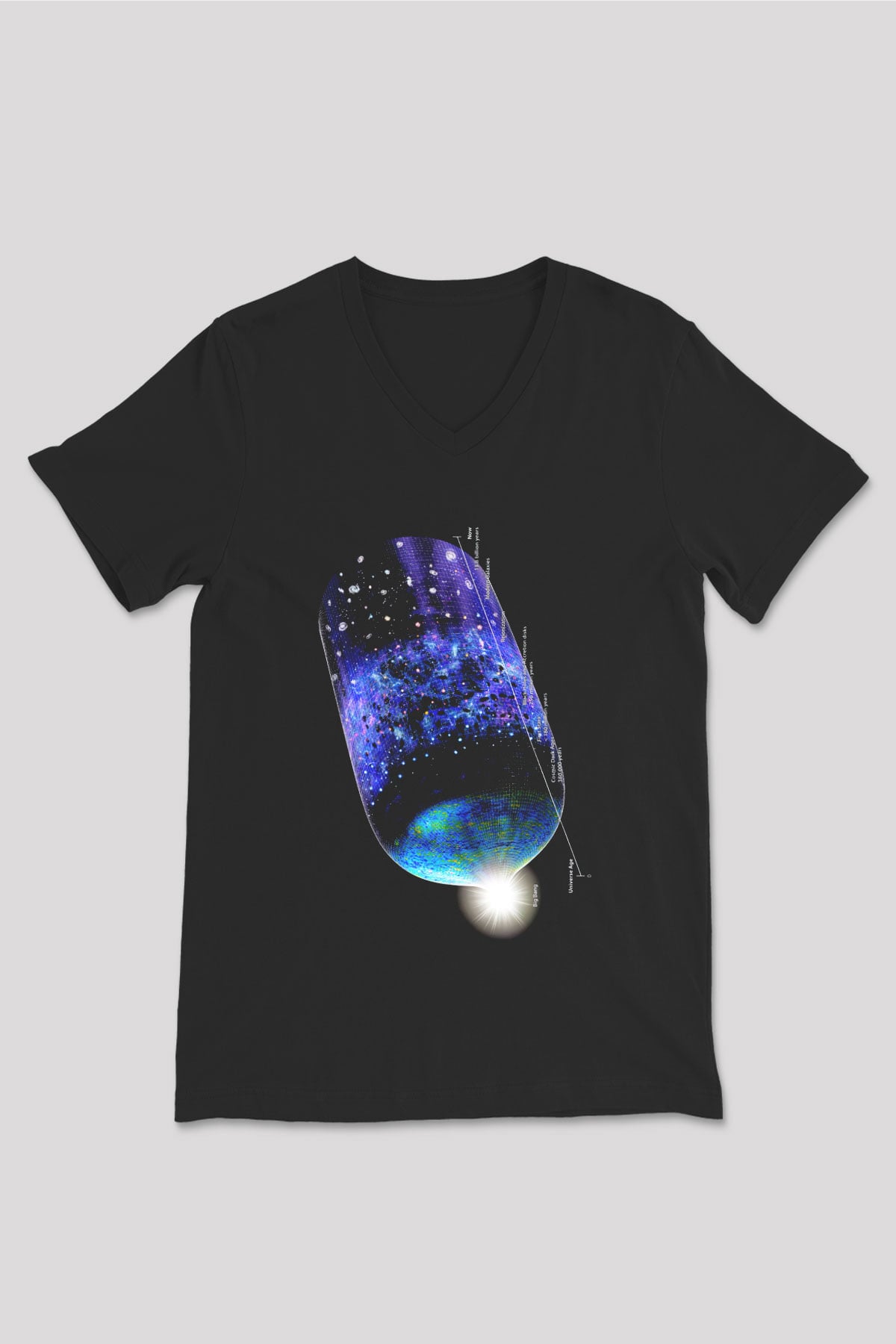 Astrofizikçi Siyah Unisex V Yaka Tişört T-Shirt