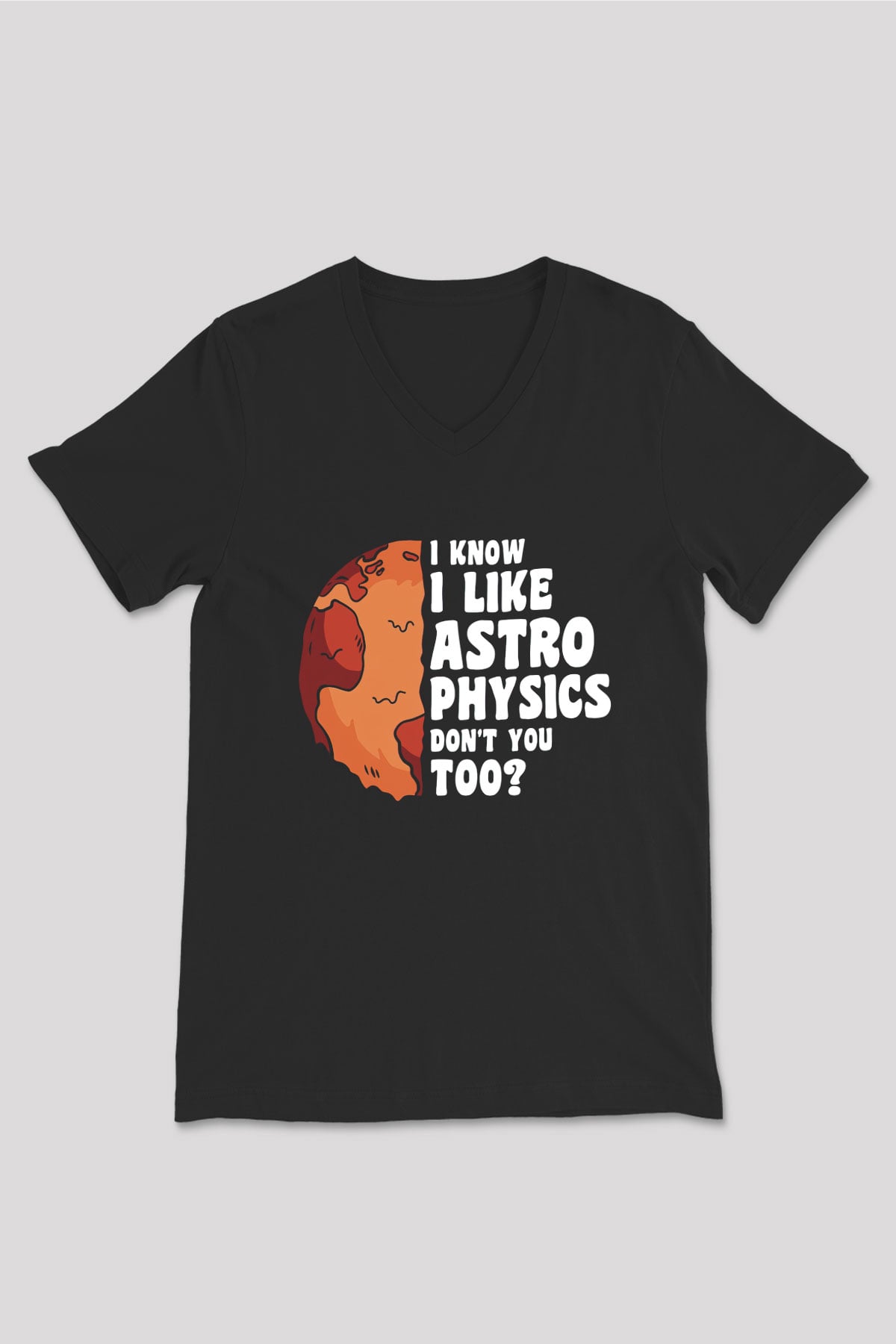 Astrofizikçi Siyah Unisex V Yaka Tişört