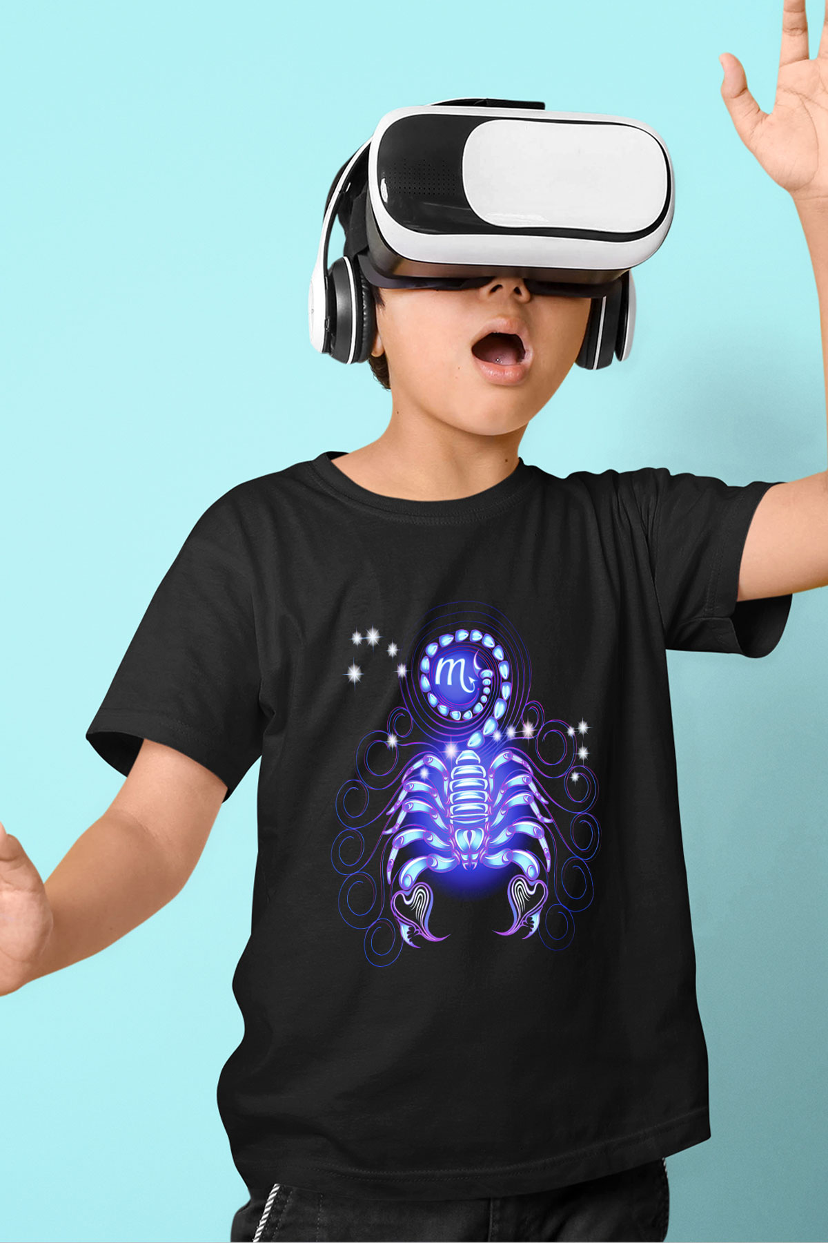 Astrolog Baskılı Siyah Unisex Çocuk Tişört