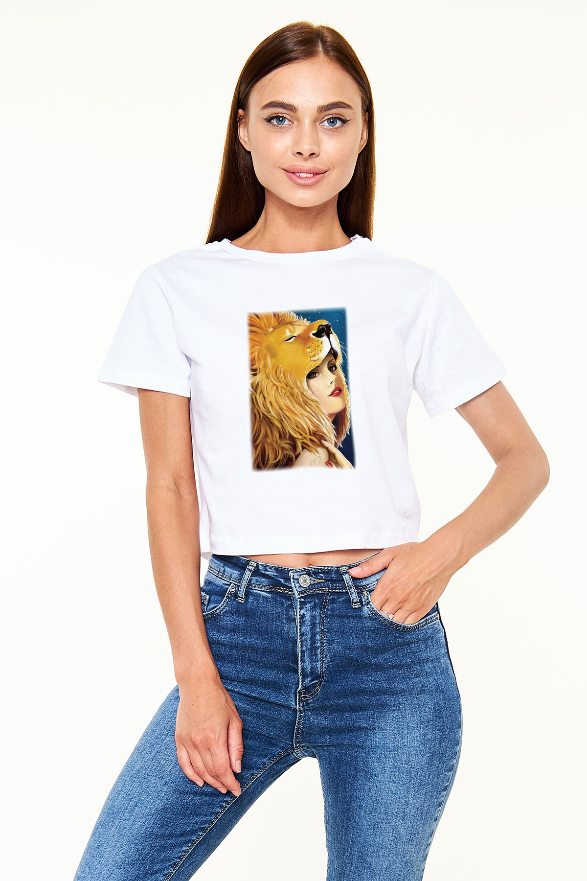 Astrolog Beyaz Croptop Tişört