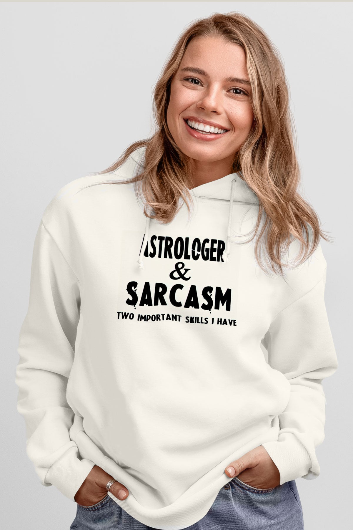 Astrolog Beyaz Unisex Kapüşonlu Sweatshirt