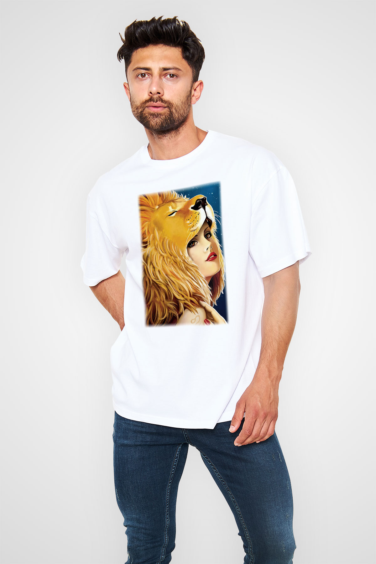 Astrolog Beyaz Unisex Oversize Tişört T-Shirt