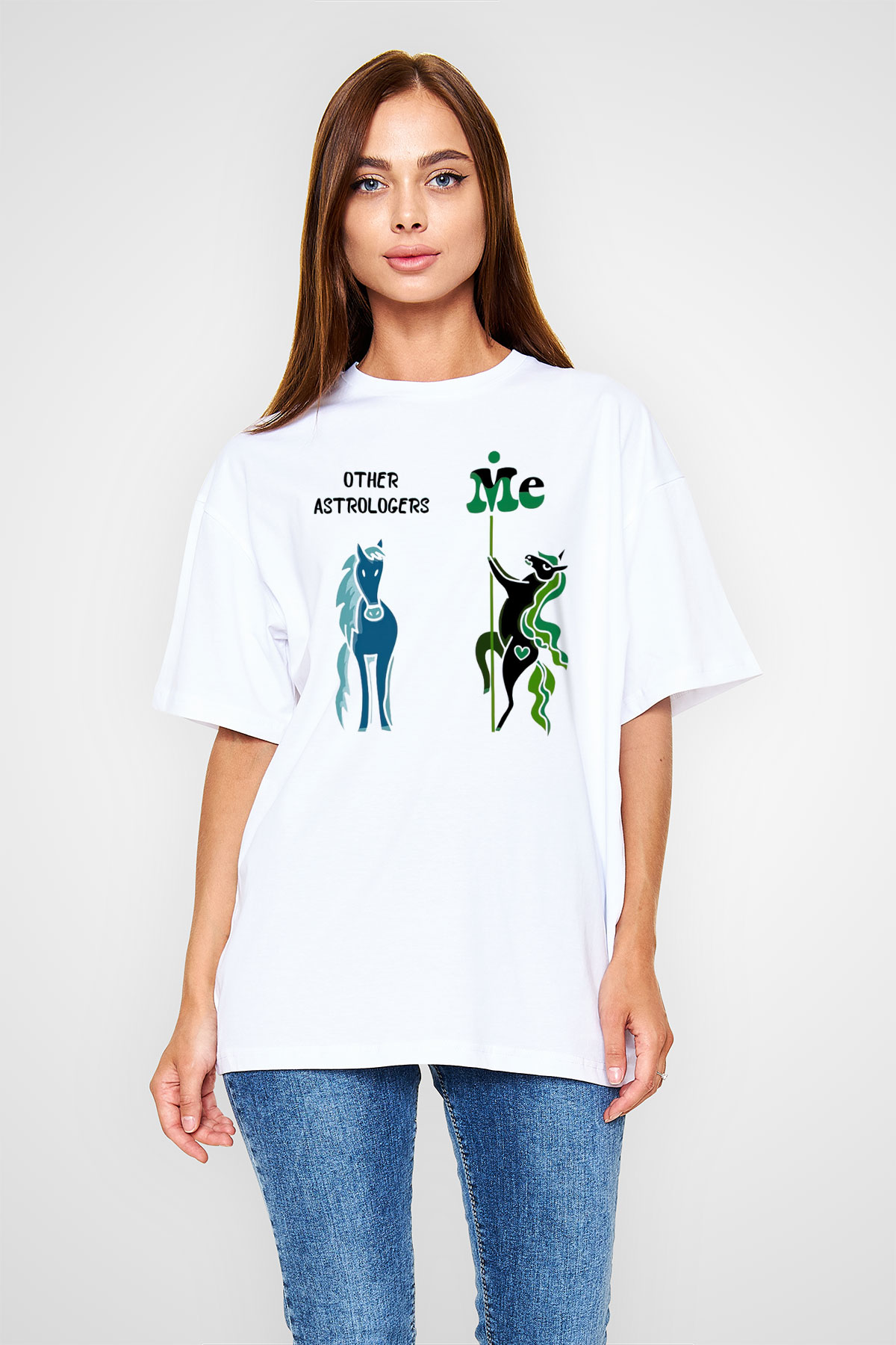 Astrolog Beyaz Oversize Tişört Oversize T-shirt - TişörtFabrikası