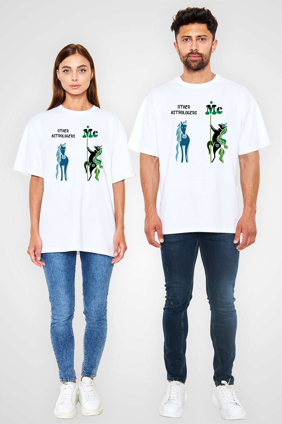 Astrolog Beyaz Oversize Tişört Oversize T-shirt - TişörtFabrikası