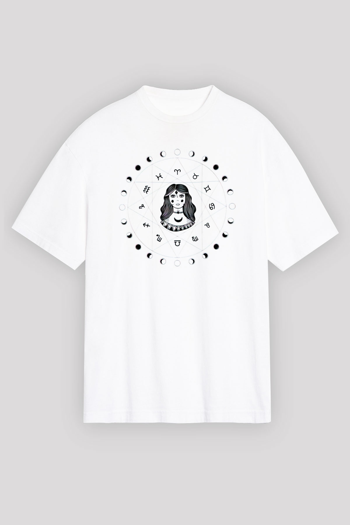 Astrolog Beyaz Oversize Tişört Oversize T-shirt - TişörtFabrikası