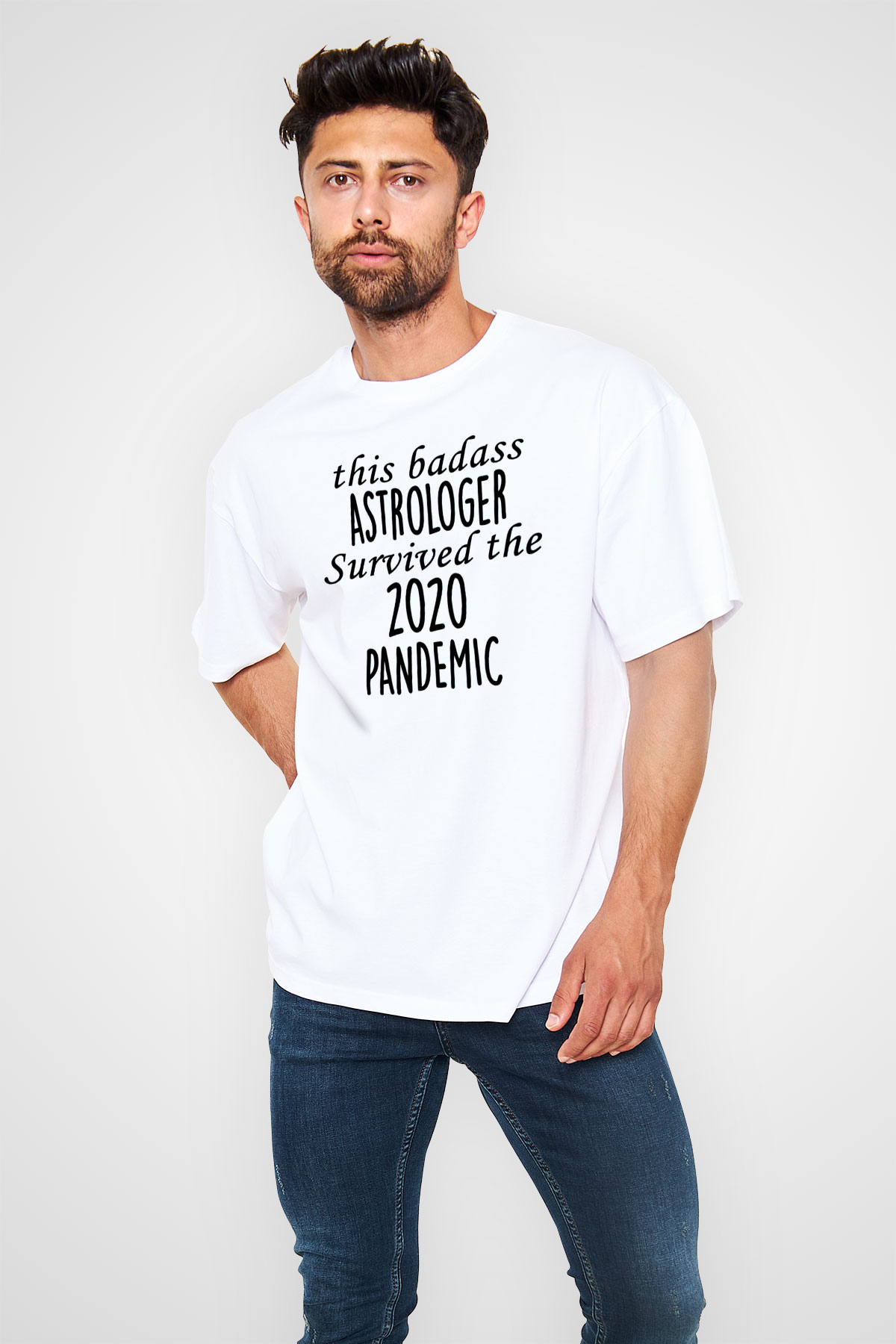 Astrolog Beyaz Oversize Tişört Oversize T-shirt - TişörtFabrikası