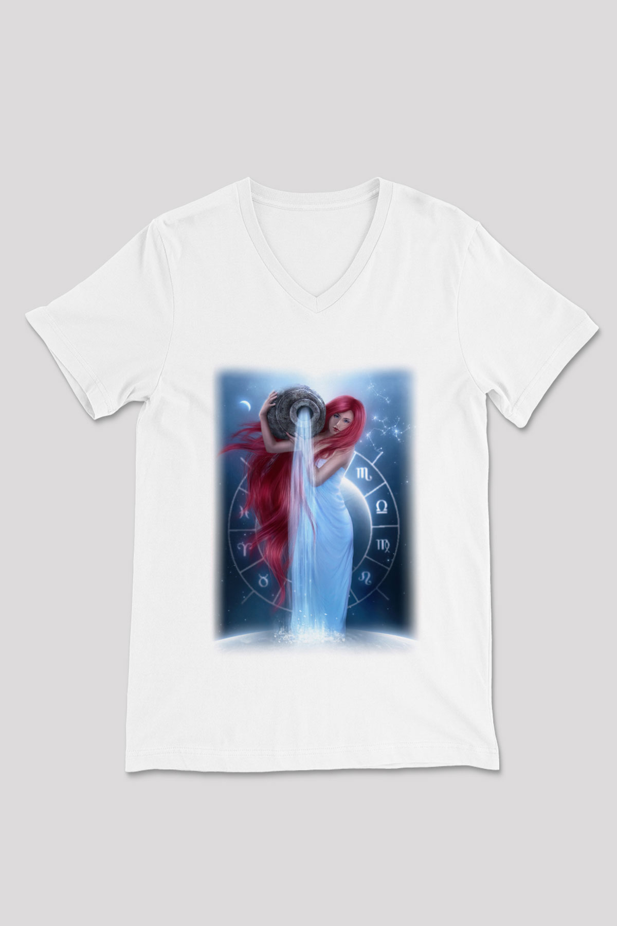 Astrolog Beyaz Unisex V Yaka Tişört T-Shirt
