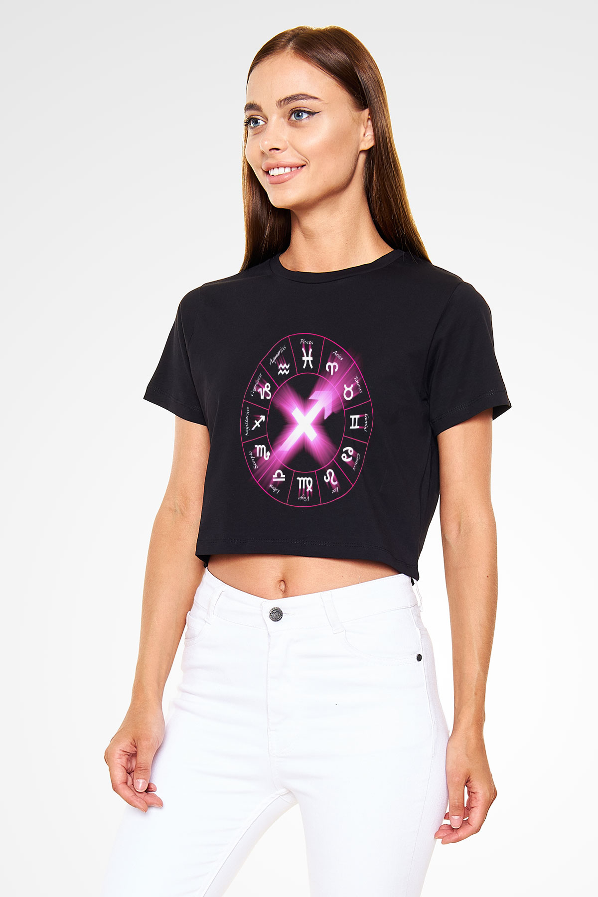 Astrolog Siyah Crop Top Tişört