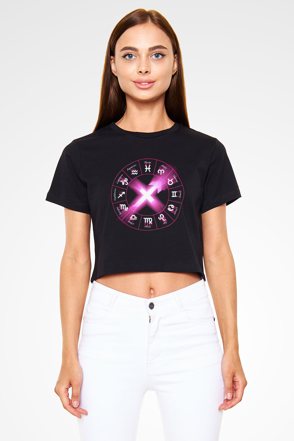 Astrolog Siyah Crop Top Tişört