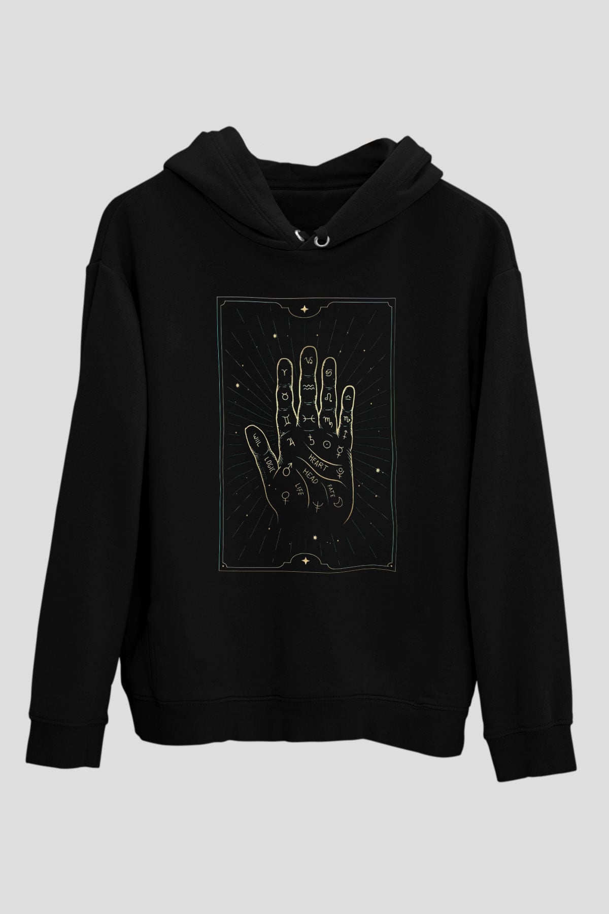 Astrolog Siyah Unisex Kapüşonlu Sweatshirt
